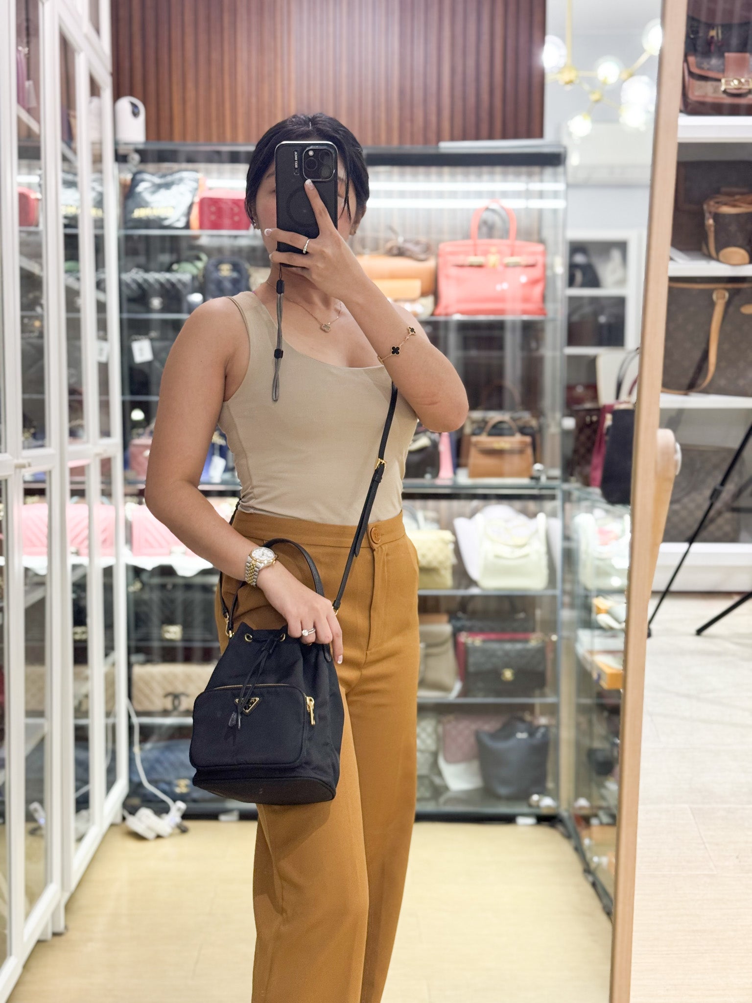 Duet Re-Nylon Black Bucket Bag | Purse Maison Luxury Bags Shop
