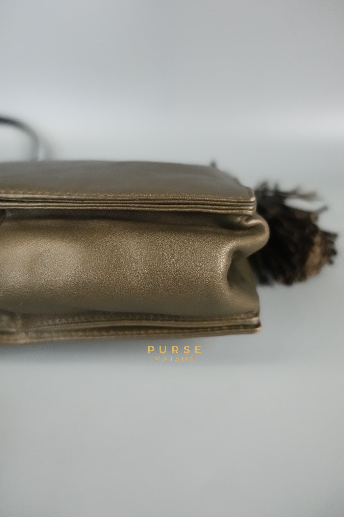 Flamenco in Metallic Brown Lambskin Leather | Purse Maison Luxury Bags Shop