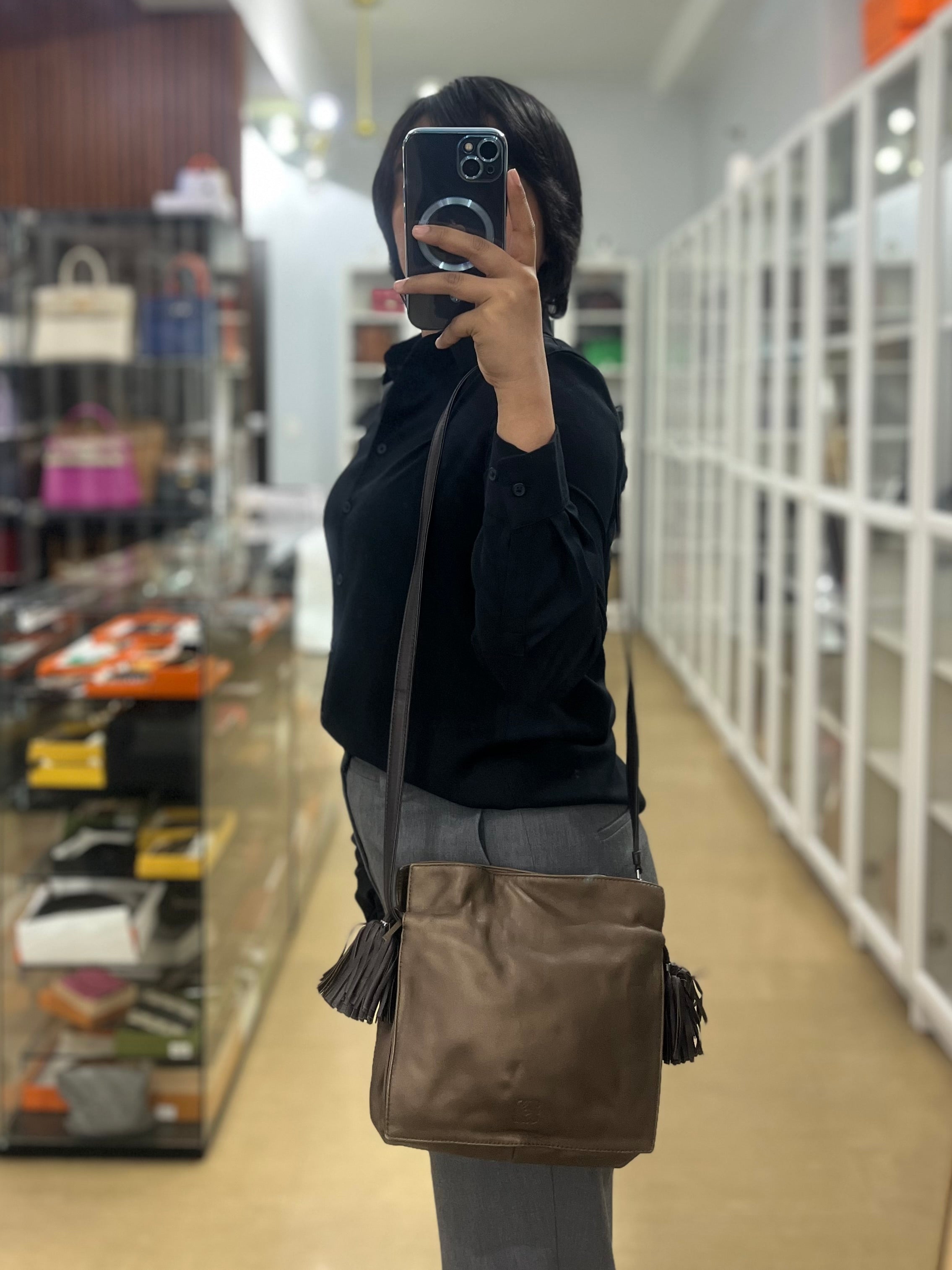 Dulce in Flamenco 22 in Caramel Lambskin Leather | Purse Maison Luxury Bags Shop
