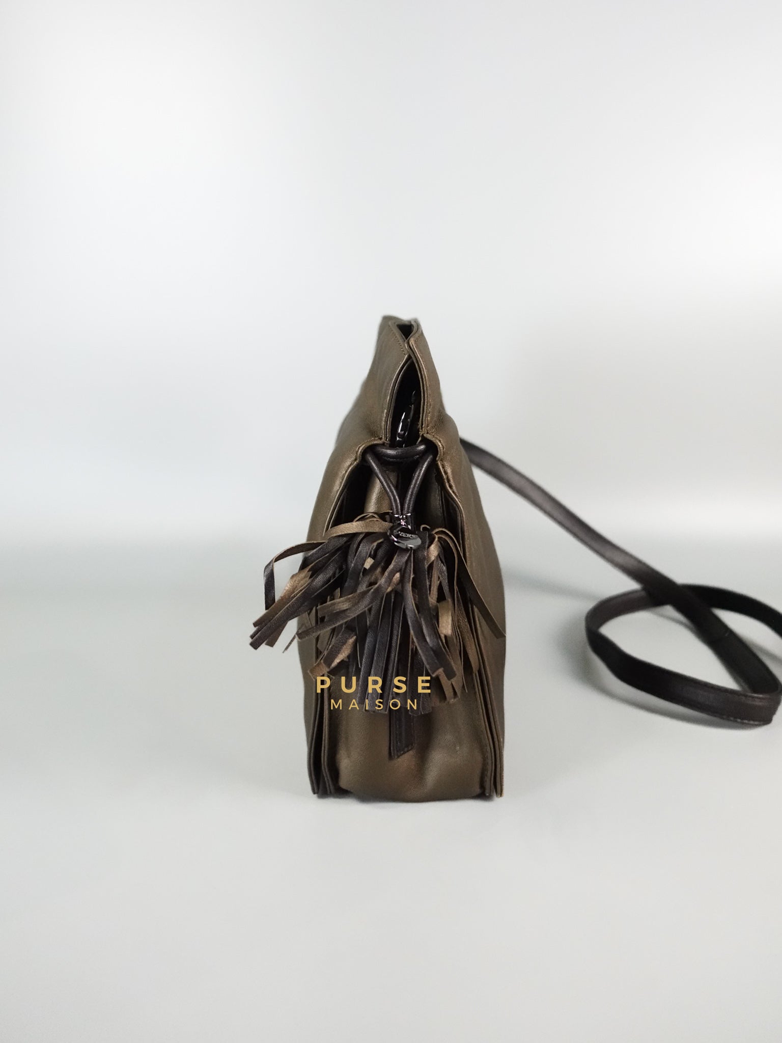 Flamenco in Metallic Brown Lambskin Leather | Purse Maison Luxury Bags Shop
