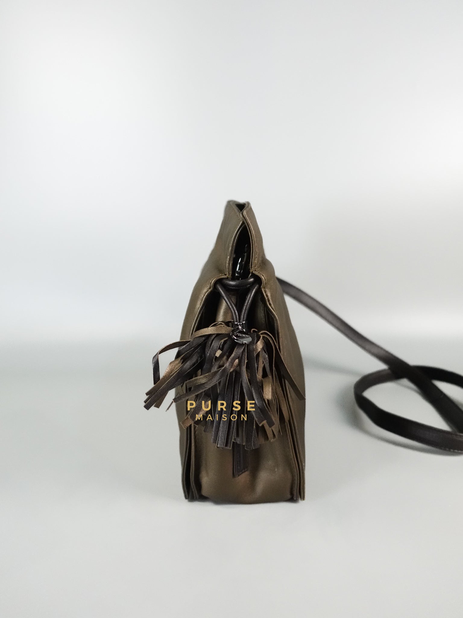 Flamenco in Metallic Brown Lambskin Leather | Purse Maison Luxury Bags Shop