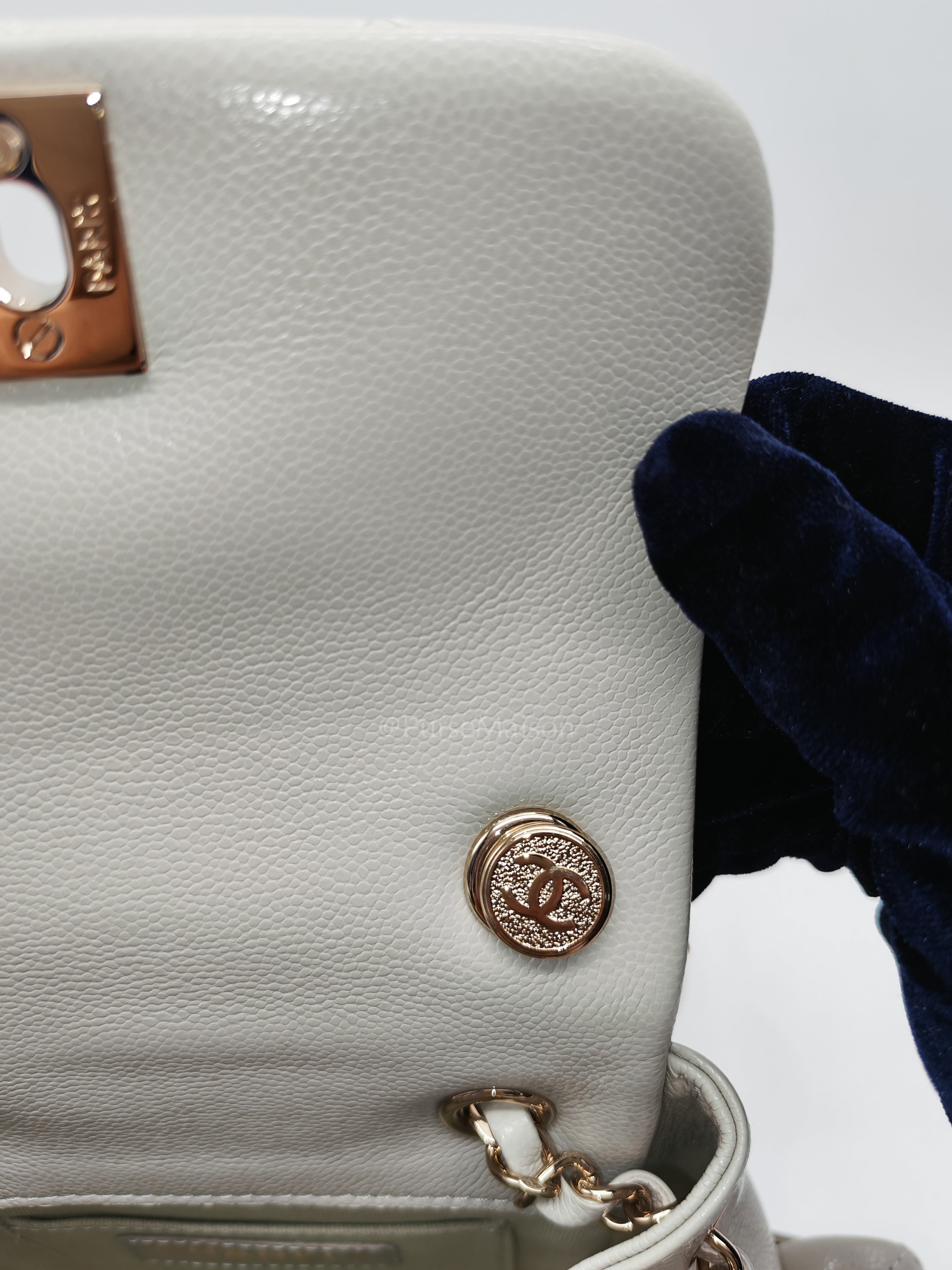 Duma Backpack Small in Gray Caviar Leather & Light Gold Hardware Microchip | Purse Maison Luxury Bags Shop