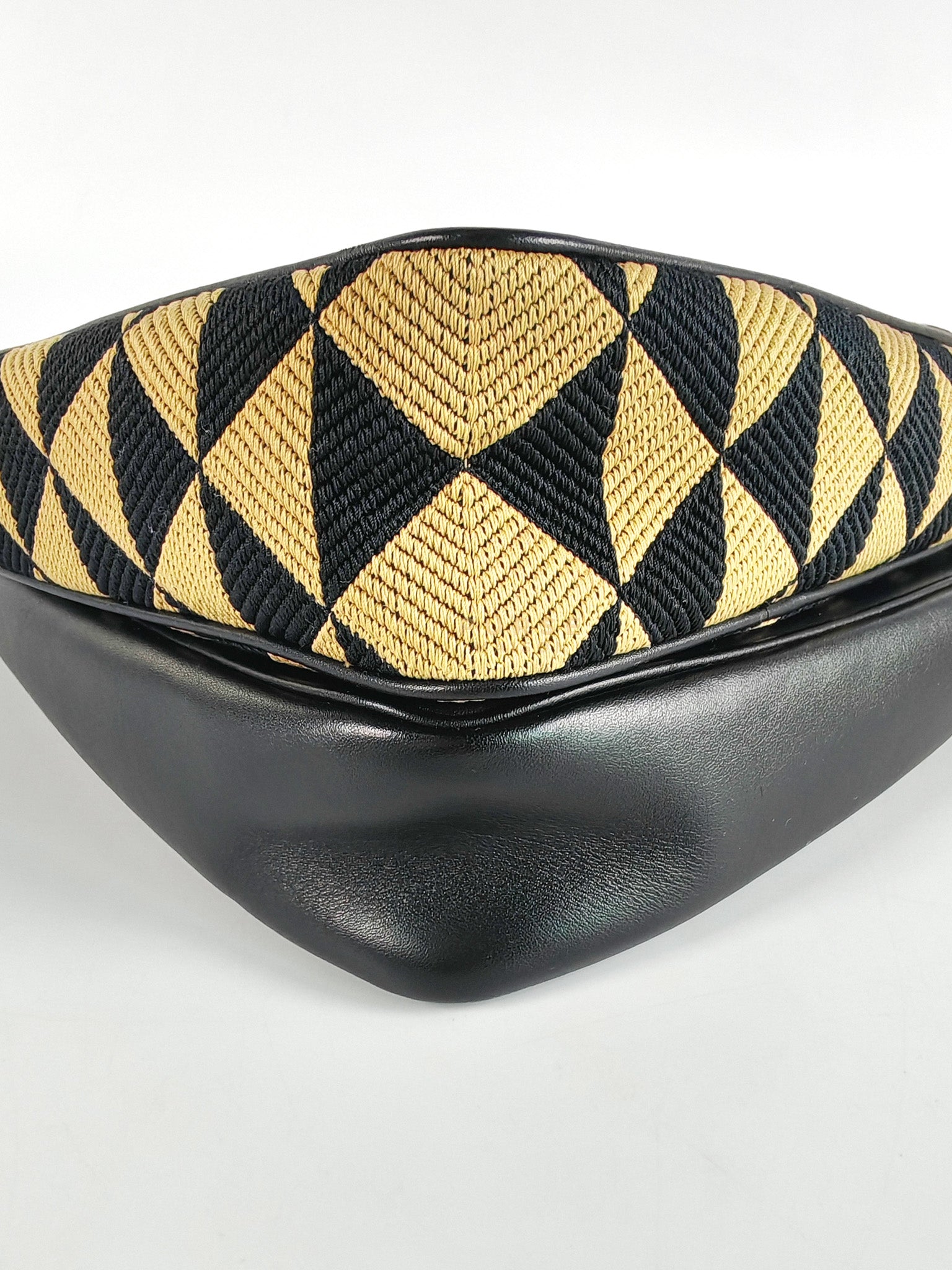 Duo Triangle Mini Bag Symbole Leather and Fabric Canvas | Purse Maison Luxury Bags Shop