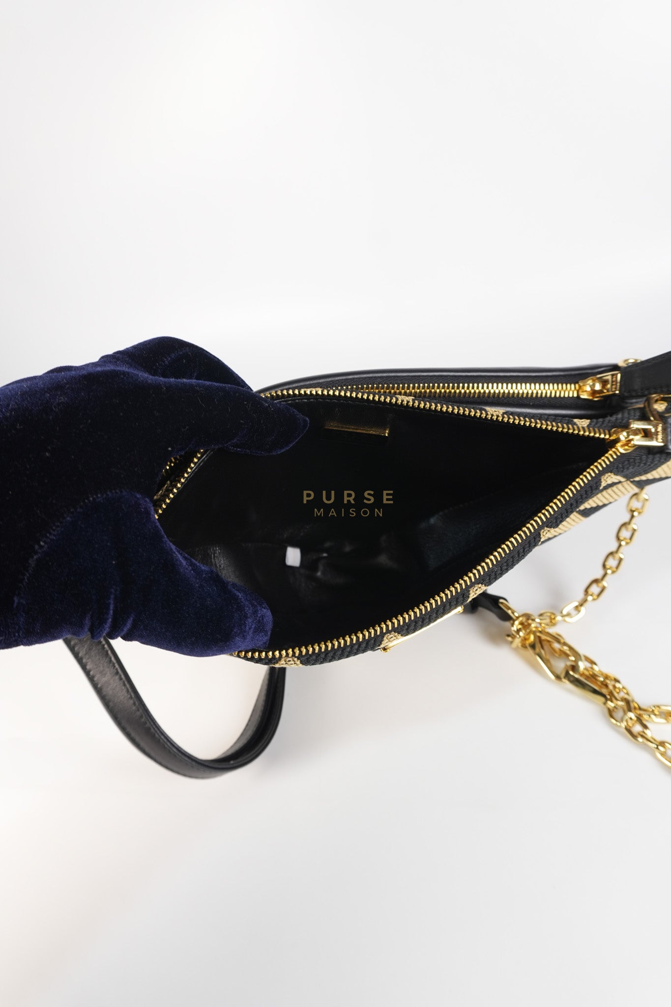 Duo Triangle Mini Bag Symbole Leather and Fabric Canvas | Purse Maison Luxury Bags Shop