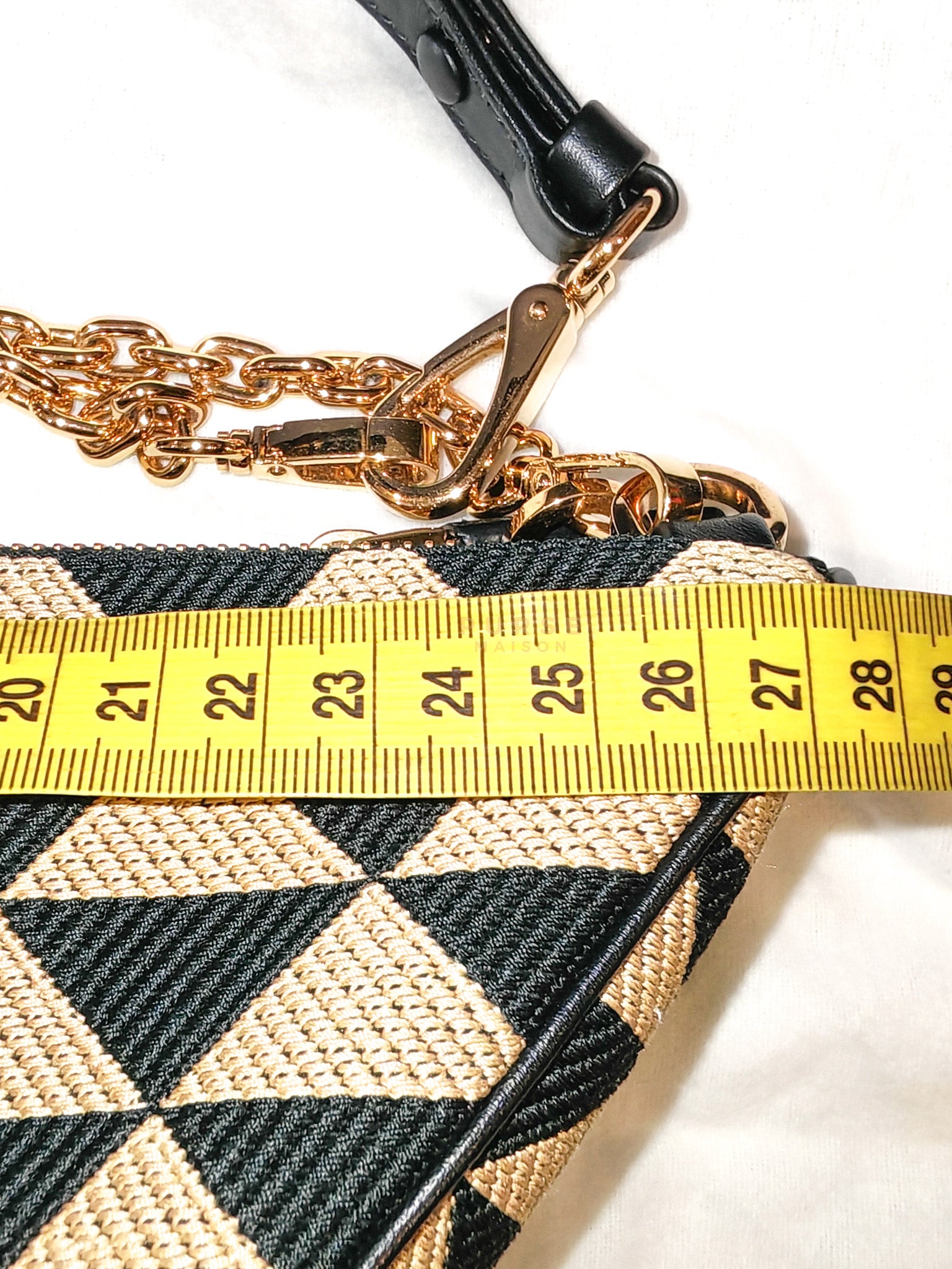 Duo Triangle Mini Bag Symbole Leather and Fabric Canvas | Purse Maison Luxury Bags Shop