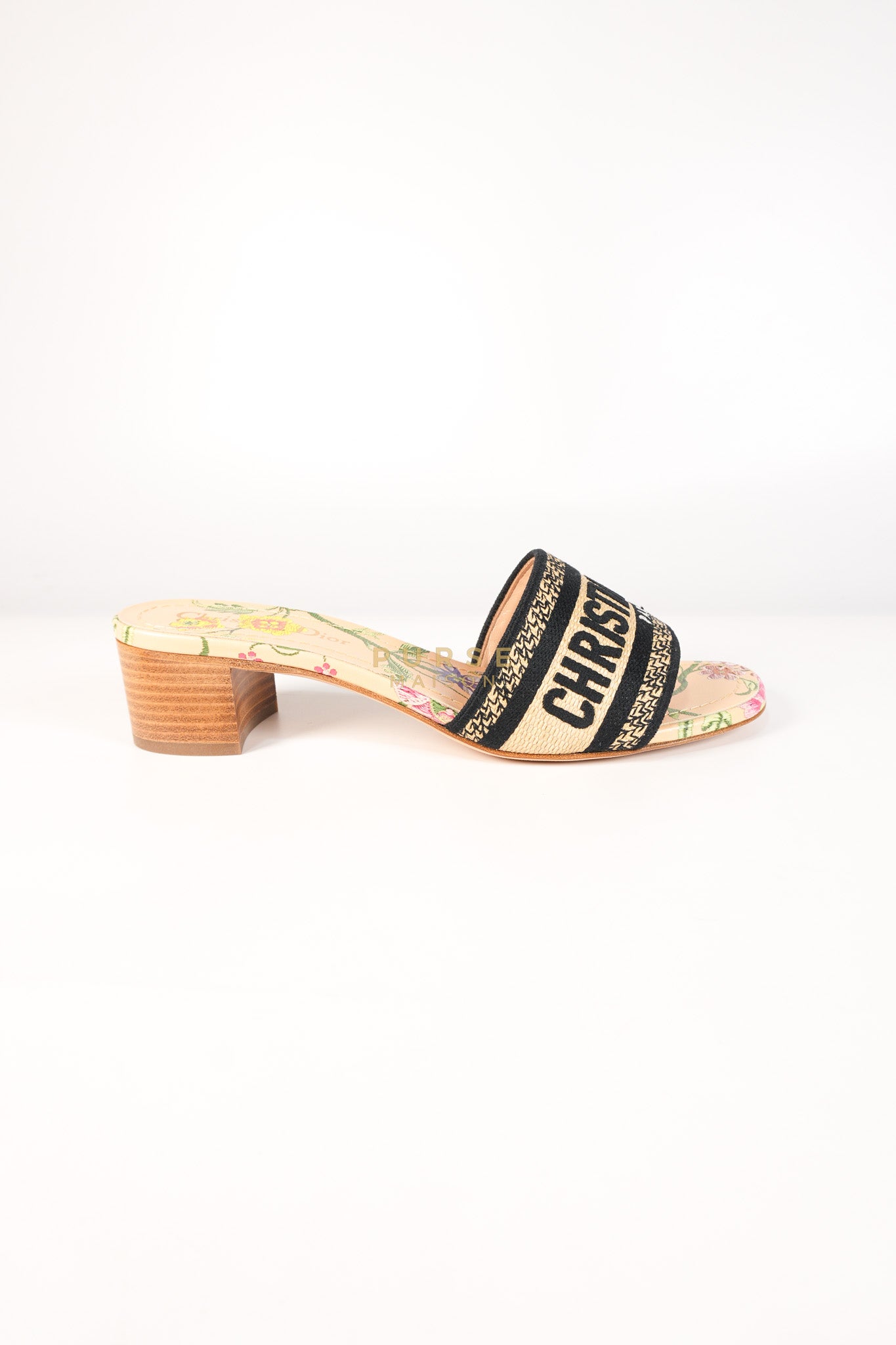 Dway Heeled Mule in Straw & Multicolor Size 36.5(24.1 cm) | Purse Maison Luxury Bags Shop
