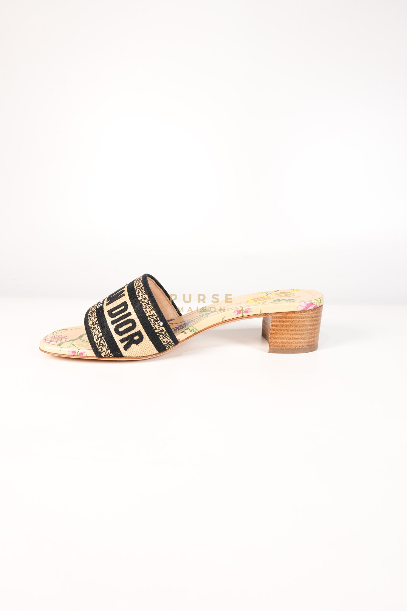 Dway Heeled Mule in Straw & Multicolor Size 36.5(24.1 cm) | Purse Maison Luxury Bags Shop