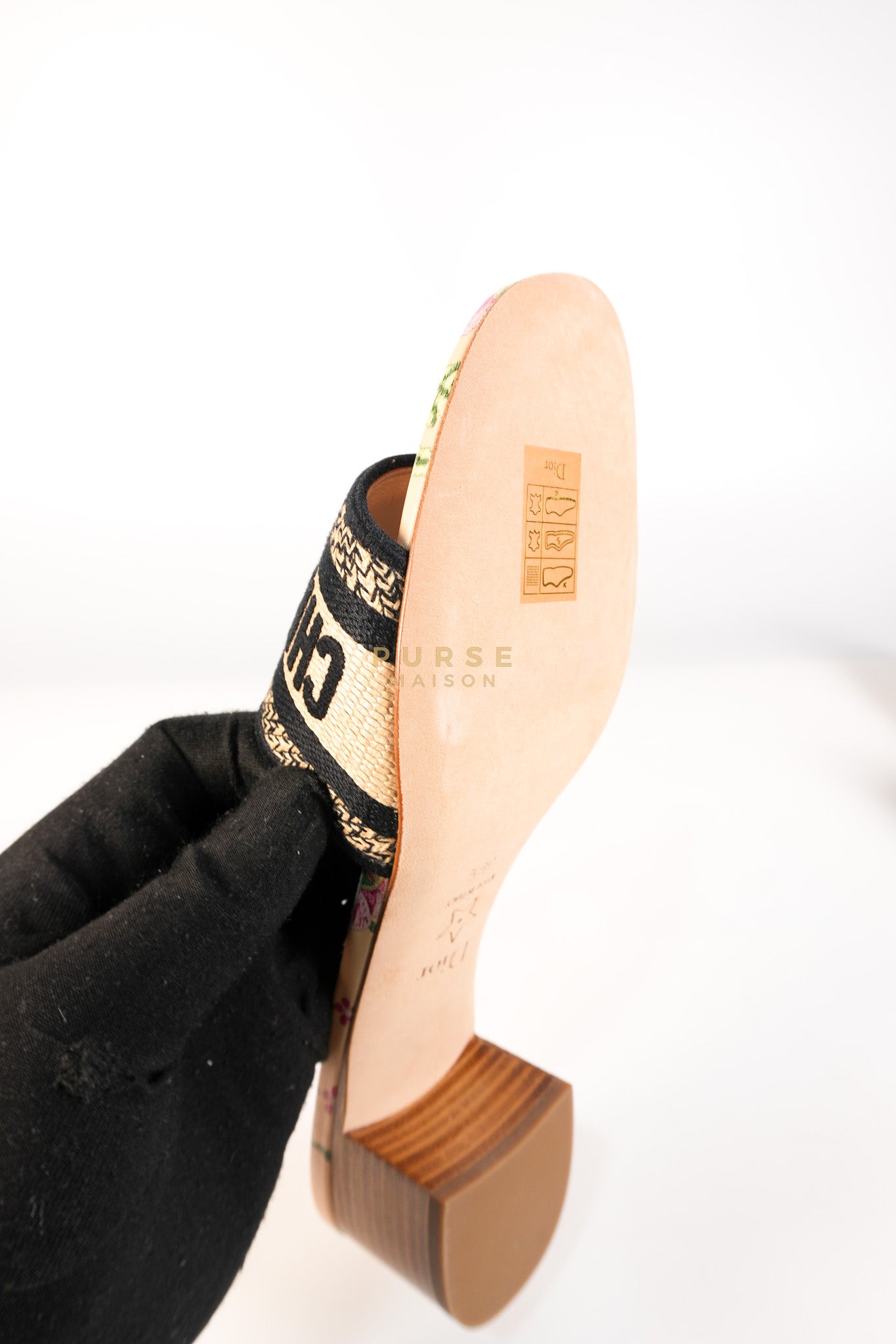 Dway Heeled Mule in Straw & Multicolor Size 36.5(24.1 cm) | Purse Maison Luxury Bags Shop