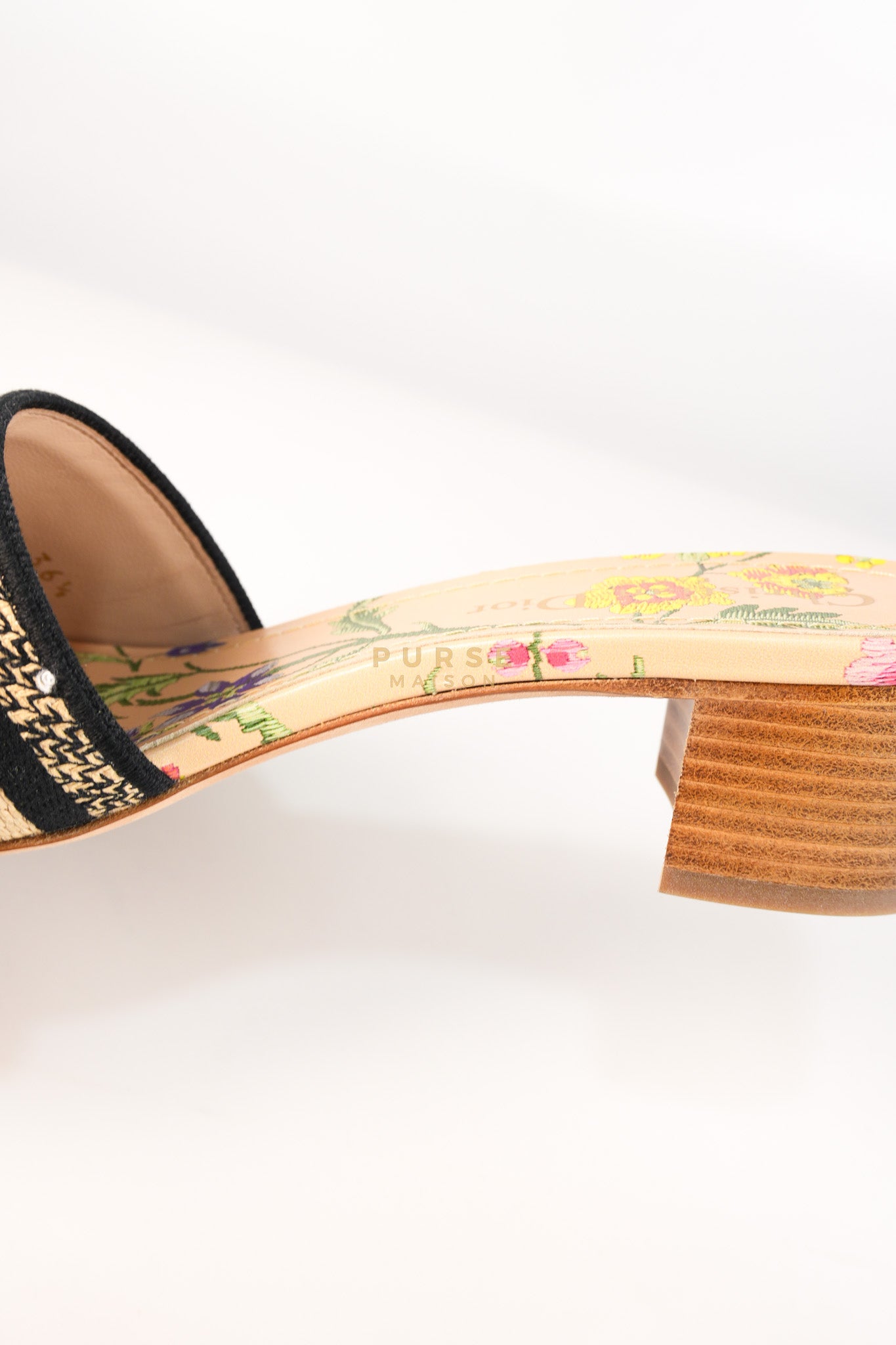 Dway Heeled Mule in Straw & Multicolor Size 36.5(24.1 cm) | Purse Maison Luxury Bags Shop