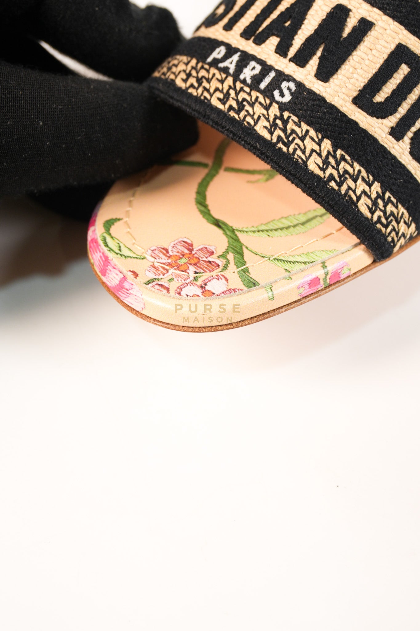 Dway Heeled Mule in Straw & Multicolor Size 36.5(24.1 cm) | Purse Maison Luxury Bags Shop