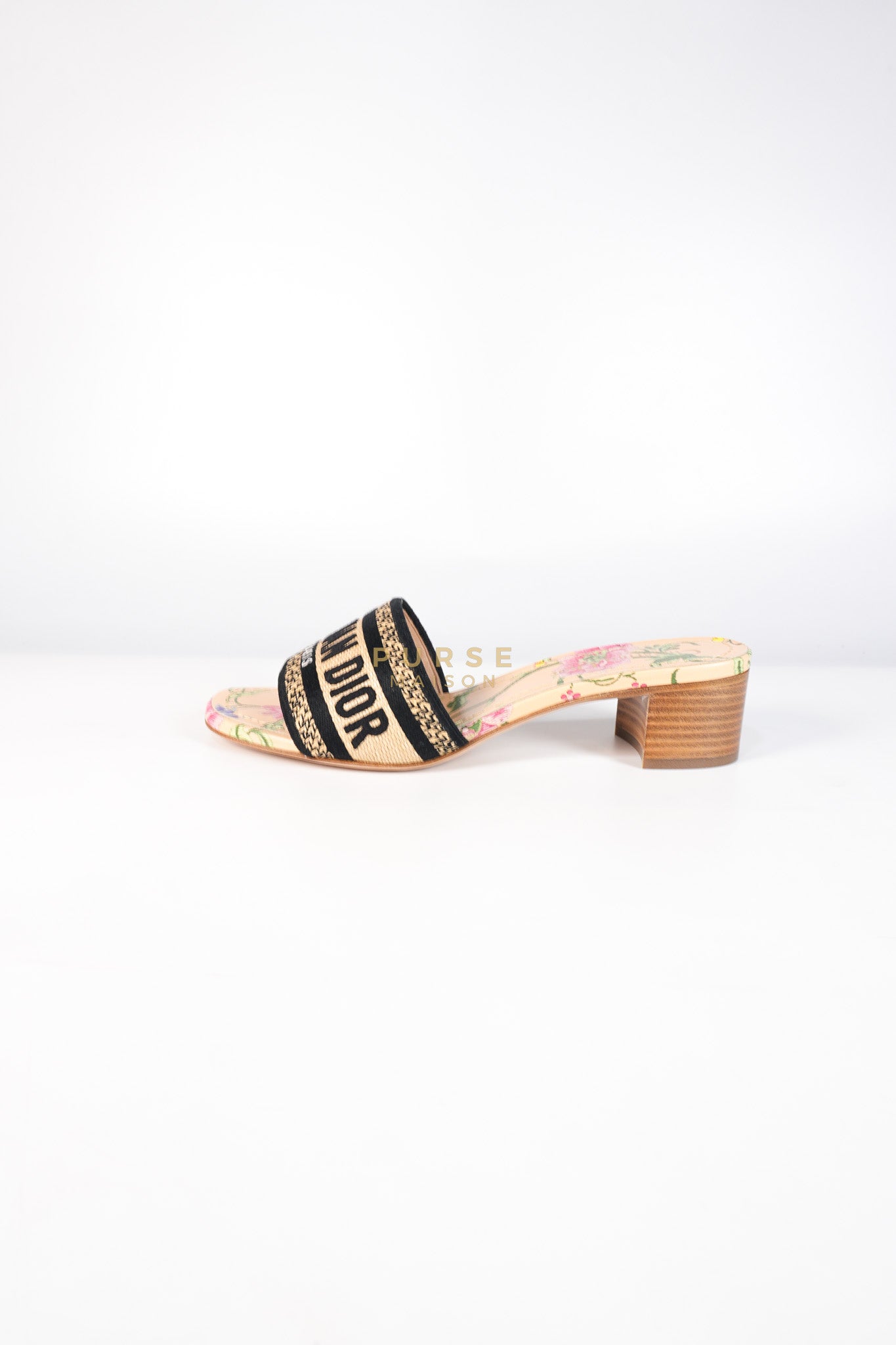 Dway Heeled Mule in Straw & Multicolor Size 36.5(24.1 cm) | Purse Maison Luxury Bags Shop