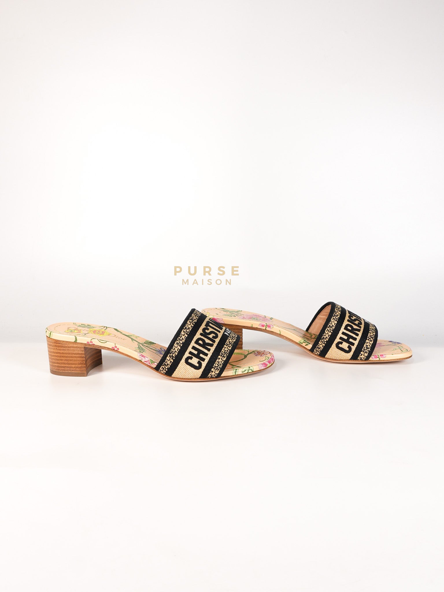 Dway Heeled Mule in Straw & Multicolor Size 36.5(24.1 cm) | Purse Maison Luxury Bags Shop