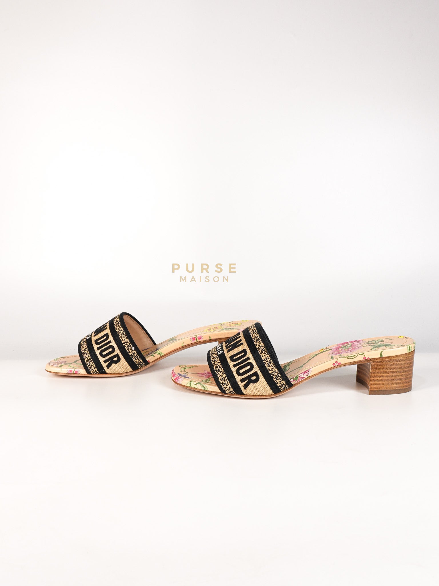 Dway Heeled Mule in Straw & Multicolor Size 36.5(24.1 cm) | Purse Maison Luxury Bags Shop