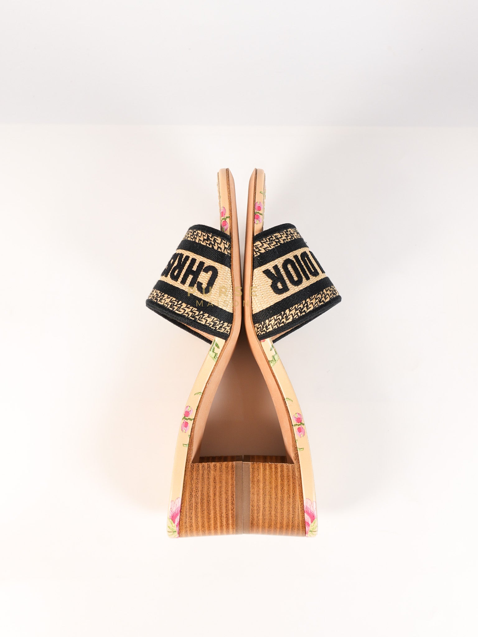 Dway Heeled Mule in Straw & Multicolor Size 36.5(24.1 cm) | Purse Maison Luxury Bags Shop