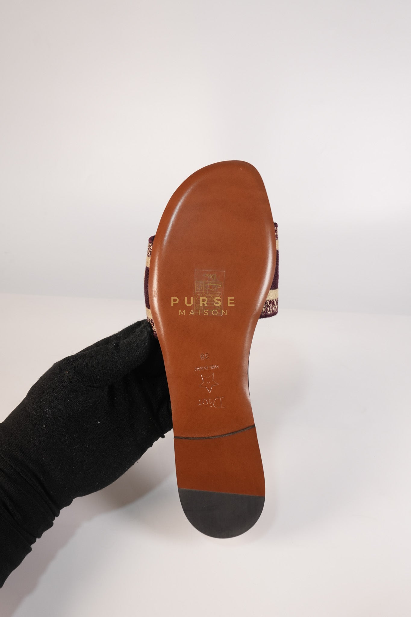 Dway Mules Slide Sandals in Burgundy Canvas Embroidered Size 38 EU(25cm) | Purse Maison Luxury Bags Shop