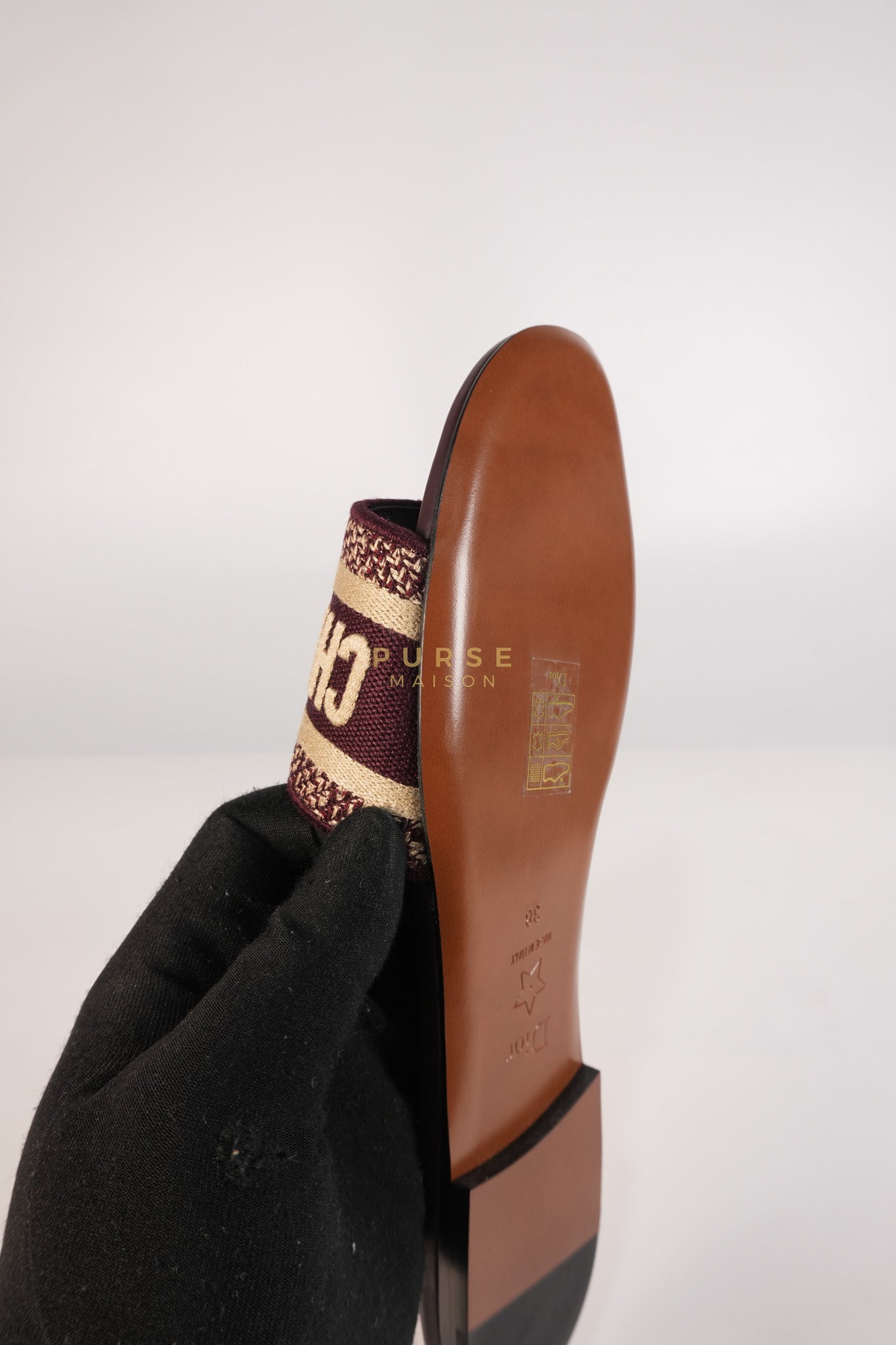 Dway Mules Slide Sandals in Burgundy Canvas Embroidered Size 38 EU(25cm) | Purse Maison Luxury Bags Shop