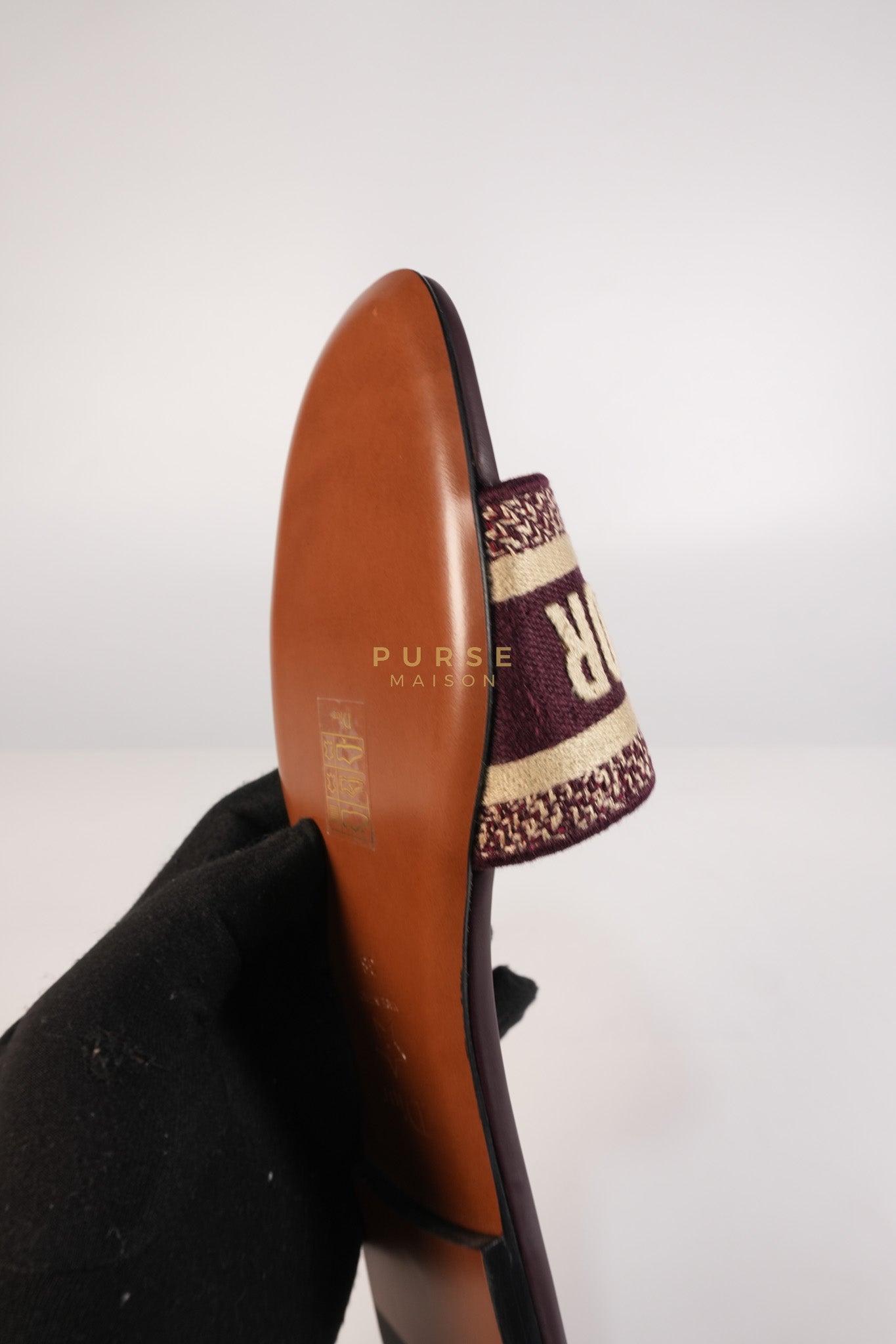 Dway Mules Slide Sandals in Burgundy Canvas Embroidered Size 38 EU(25cm) | Purse Maison Luxury Bags Shop