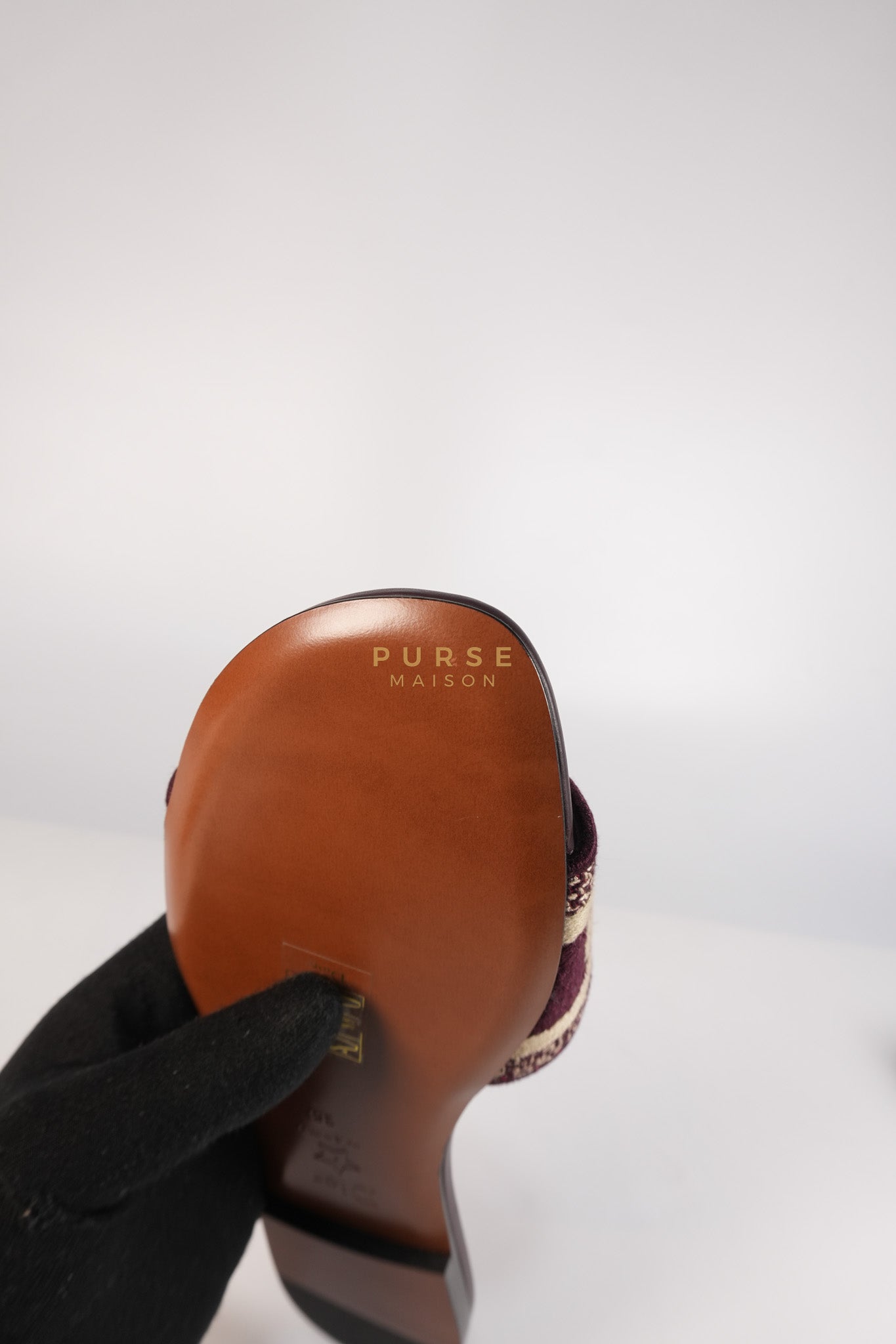 Dway Mules Slide Sandals in Burgundy Canvas Embroidered Size 38 EU(25cm) | Purse Maison Luxury Bags Shop