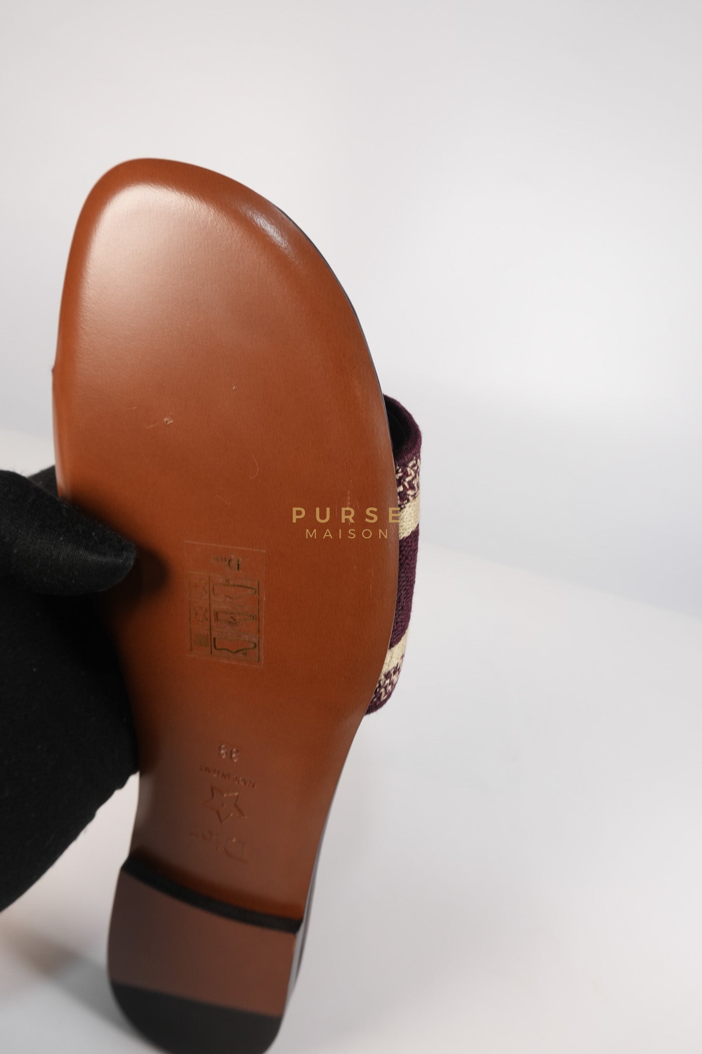 Dway Mules Slide Sandals in Burgundy Canvas Embroidered Size 38 EU(25cm) | Purse Maison Luxury Bags Shop