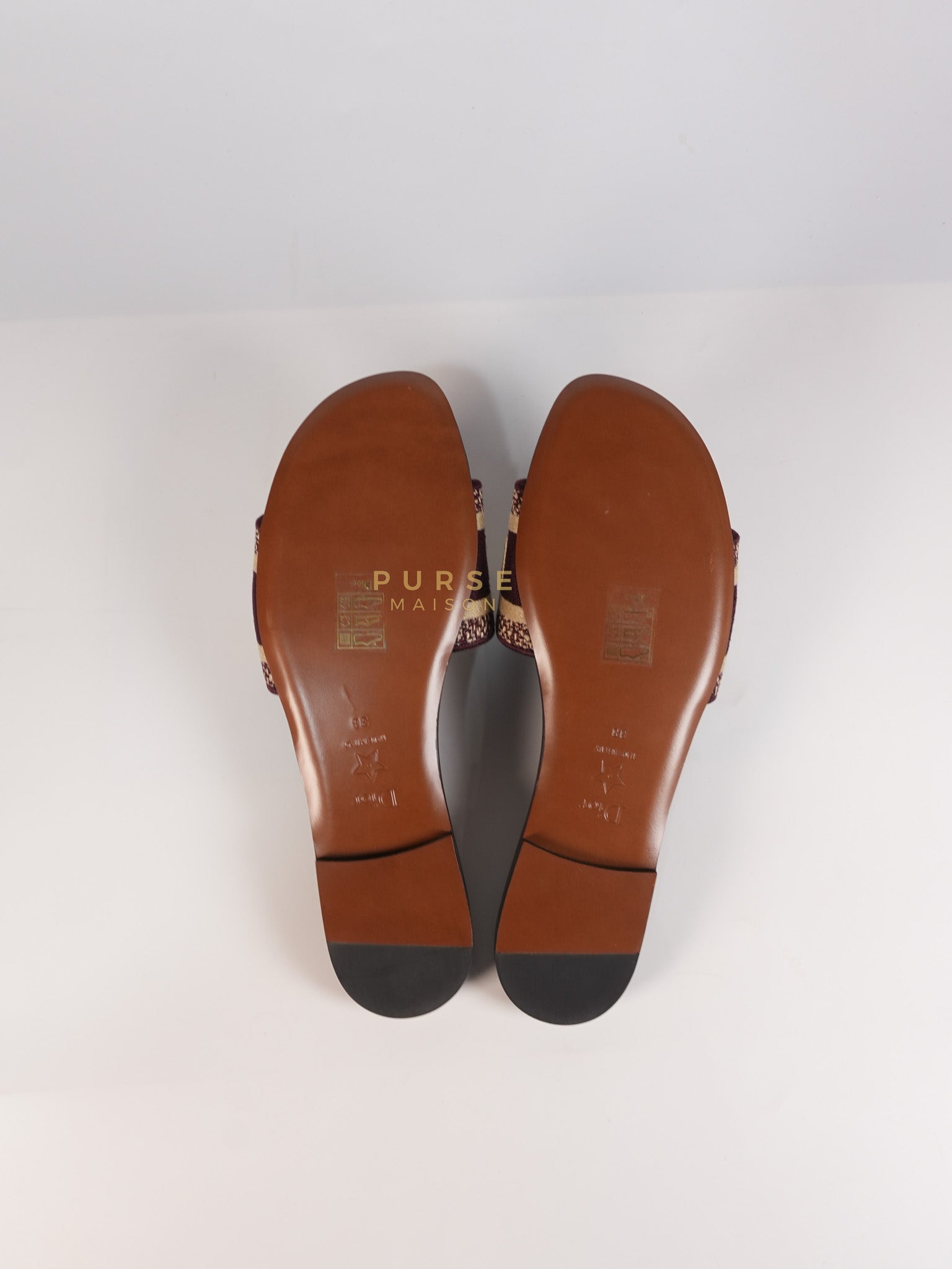 Dway Mules Slide Sandals in Burgundy Canvas Embroidered Size 38 EU(25cm) | Purse Maison Luxury Bags Shop