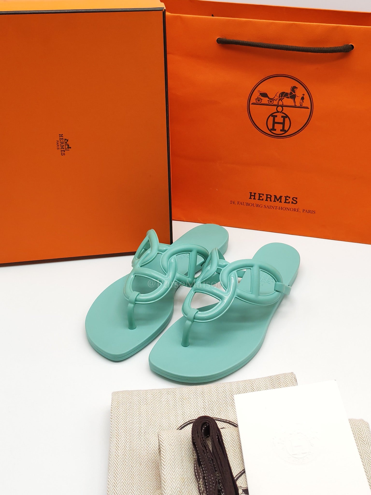 Egerie Beach Sandals in Vert Embrun Size 35 (22cm) | Purse Maison Luxury Bags Shop