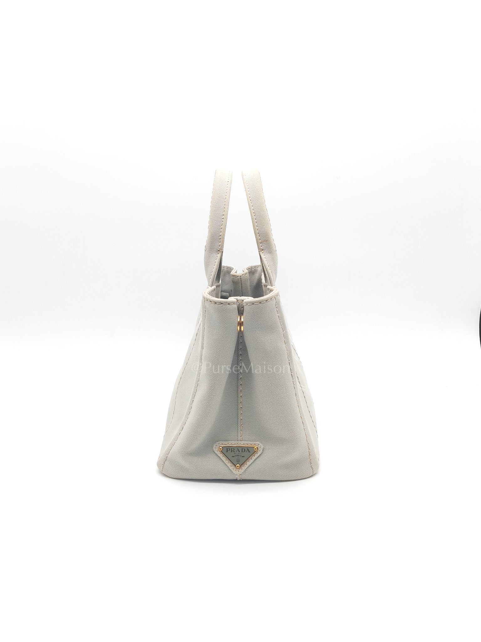 Canapa Canvas Small Tote Bag in Gray & Gold Hardware