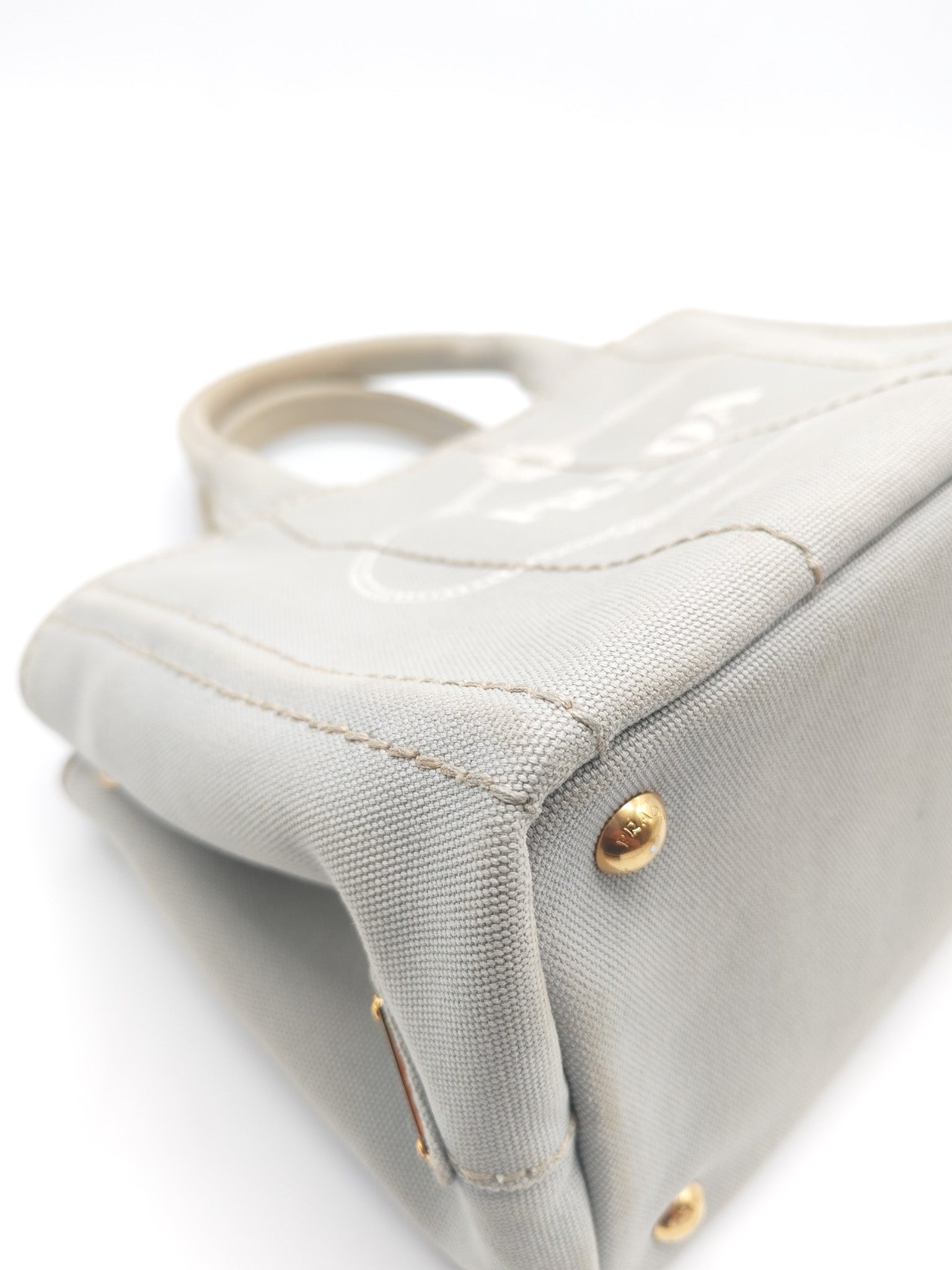 Canapa Canvas Small Tote Bag in Gray & Gold Hardware