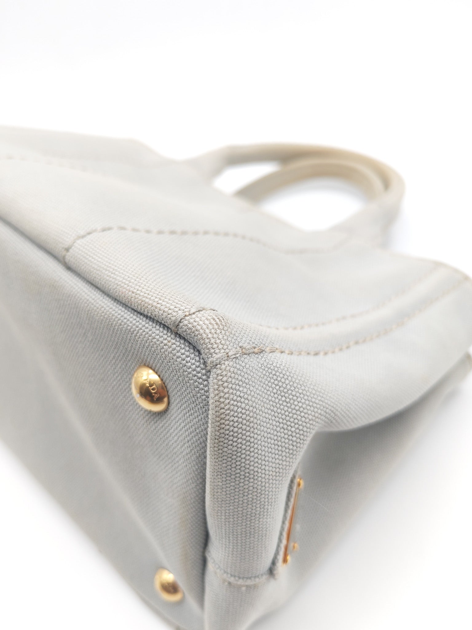 Canapa Canvas Small Tote Bag in Gray & Gold Hardware