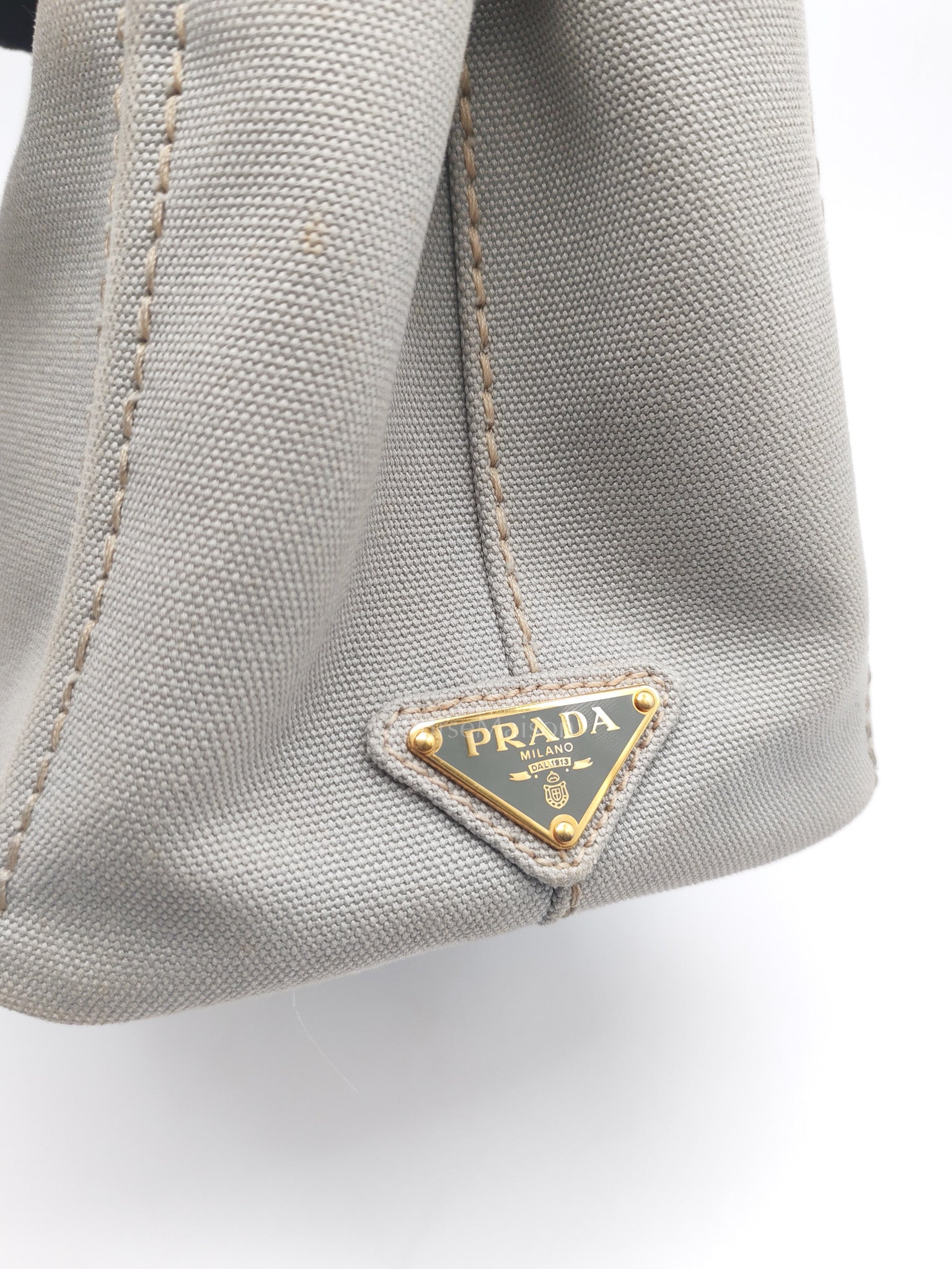 Canapa Canvas Small Tote Bag in Gray & Gold Hardware