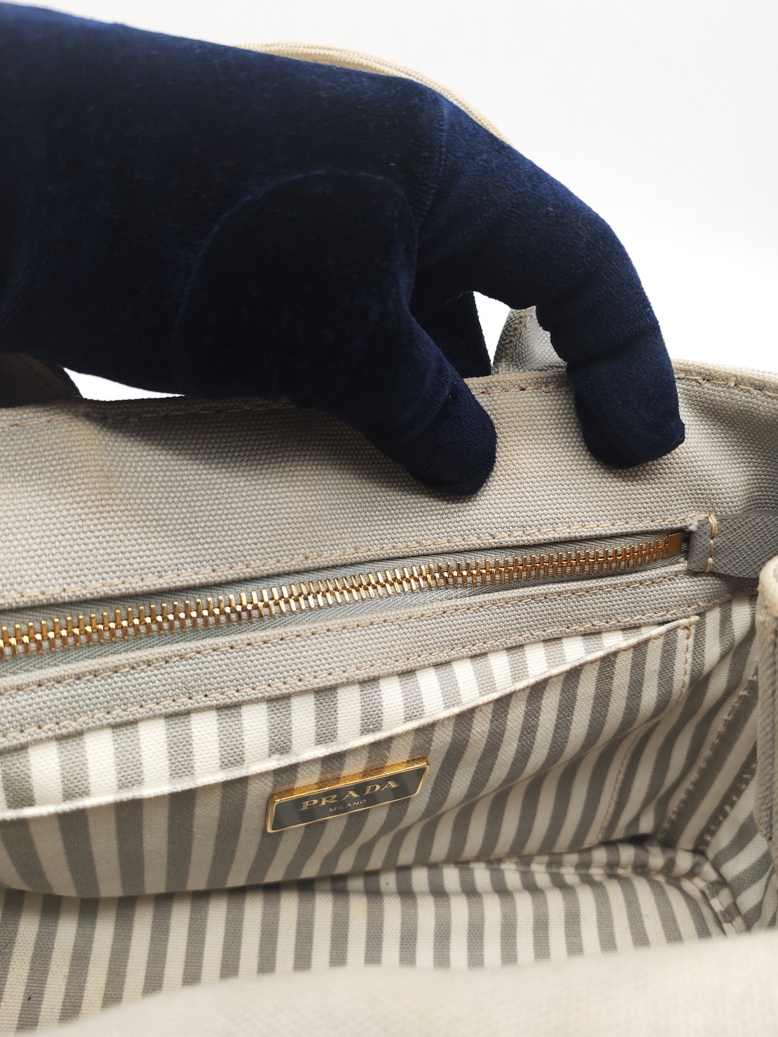 Canapa Canvas Small Tote Bag in Gray & Gold Hardware