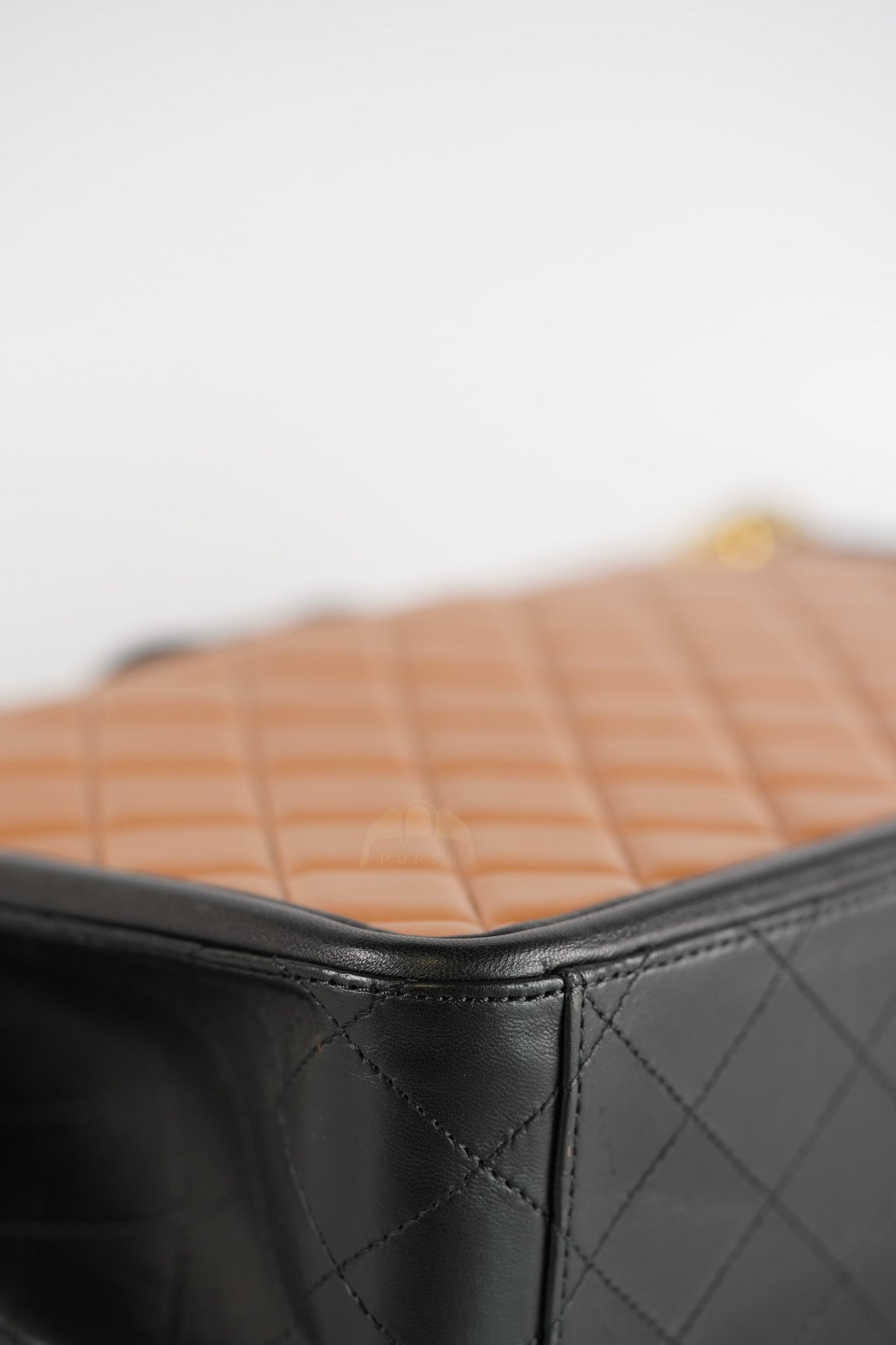 Elegant CC Tote Bag Medium in Beige Black Quilted Lambskin Leather Aged Gold Hardware(Series 23) | Purse Maison Luxury Bags Shop