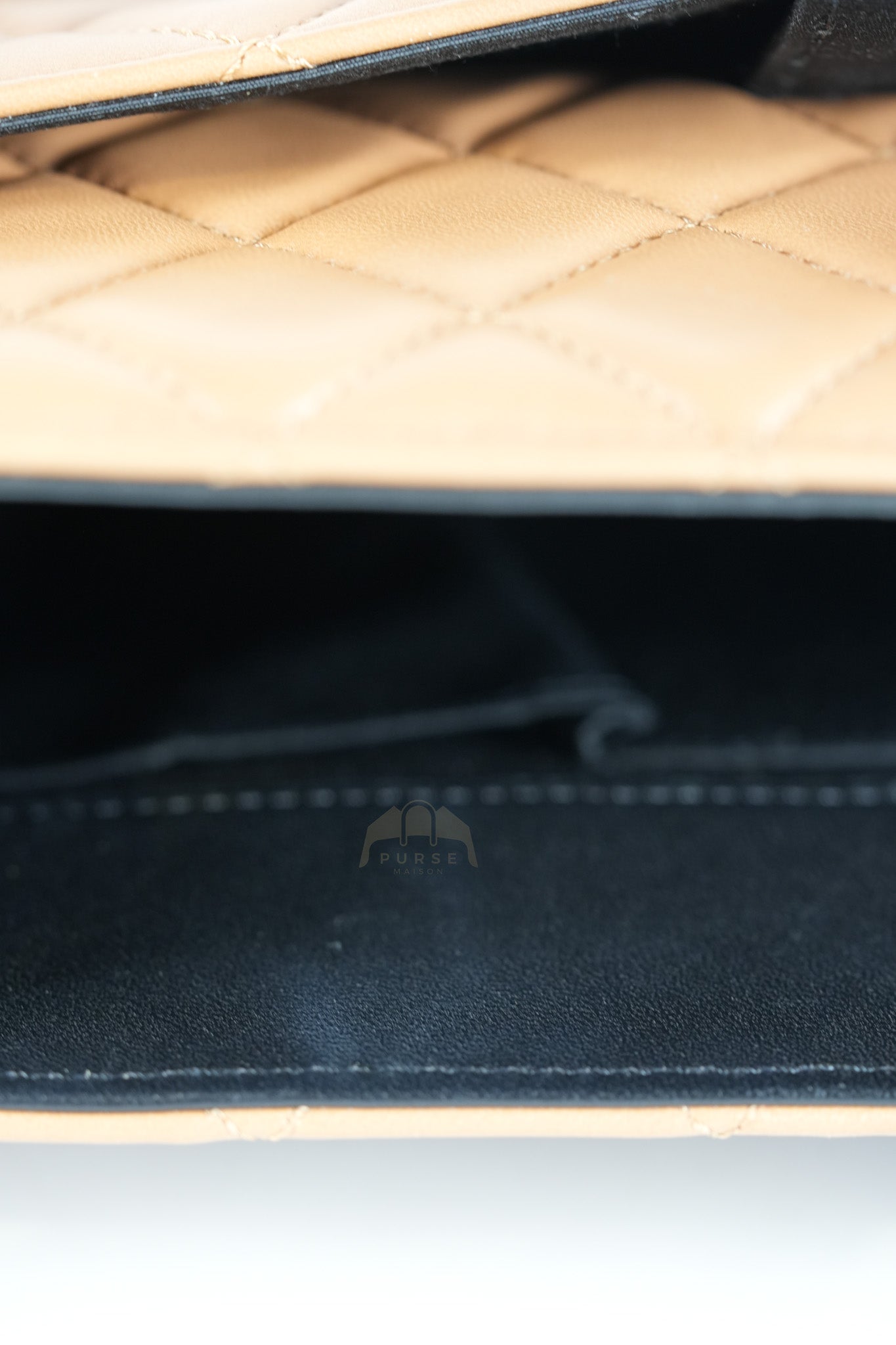 Elegant CC Tote Bag Medium in Beige Black Quilted Lambskin Leather Aged Gold Hardware(Series 23) | Purse Maison Luxury Bags Shop