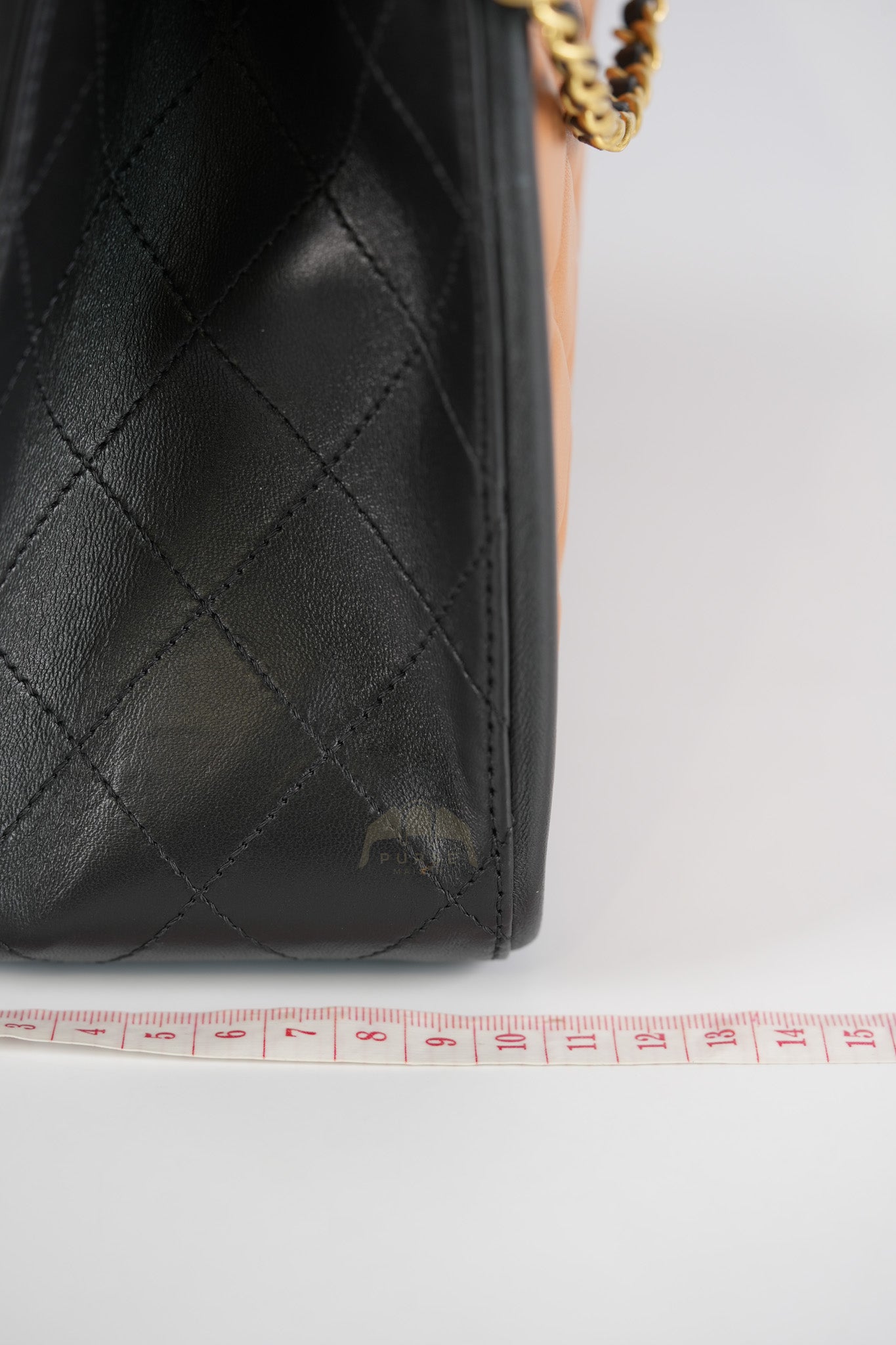 Elegant CC Tote Bag Medium in Beige Black Quilted Lambskin Leather Aged Gold Hardware(Series 23) | Purse Maison Luxury Bags Shop