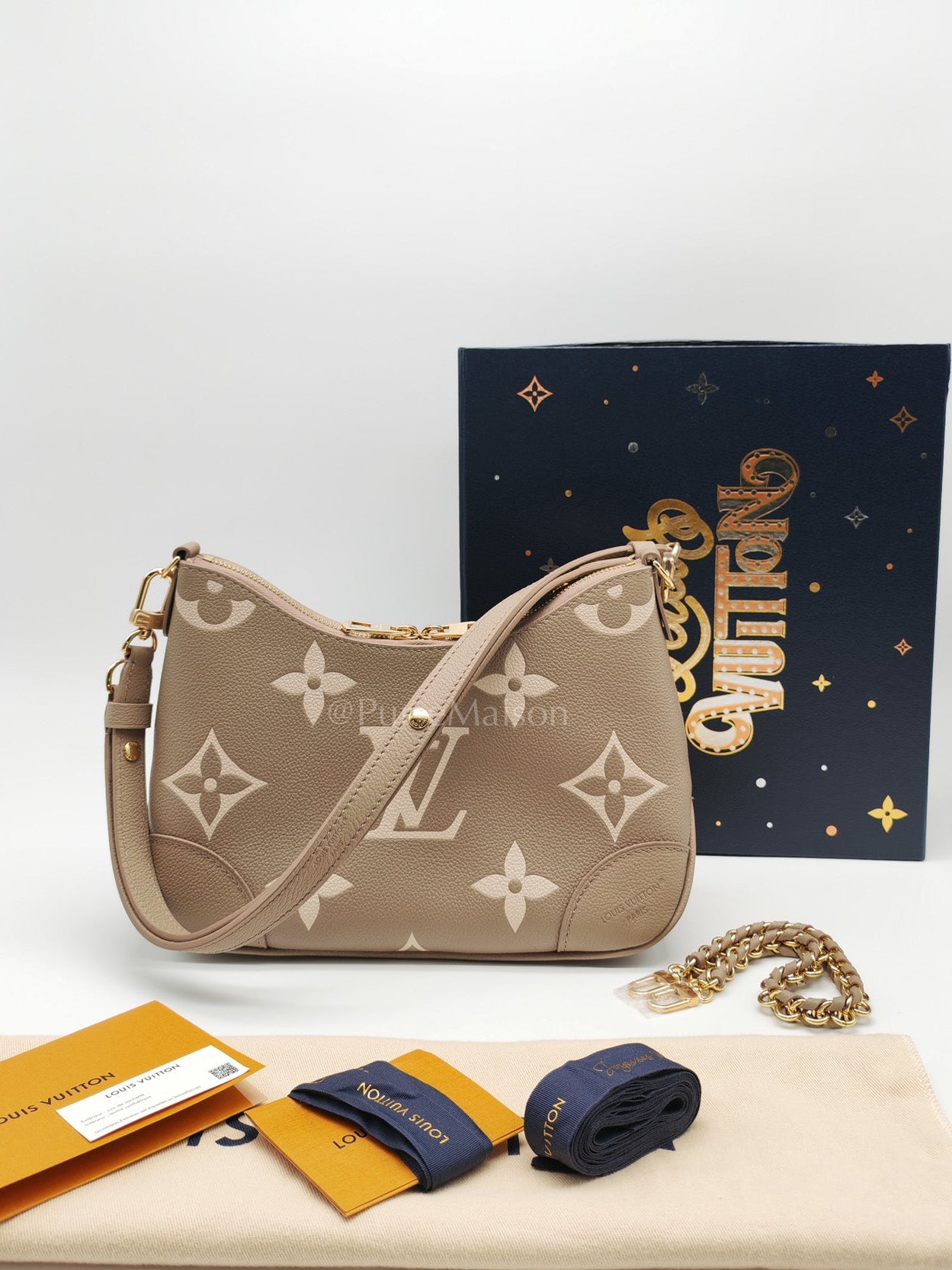 Louis Vuitton Bagatelle NM Monogram Empreinte Bicolor Two Way Bag Microchip