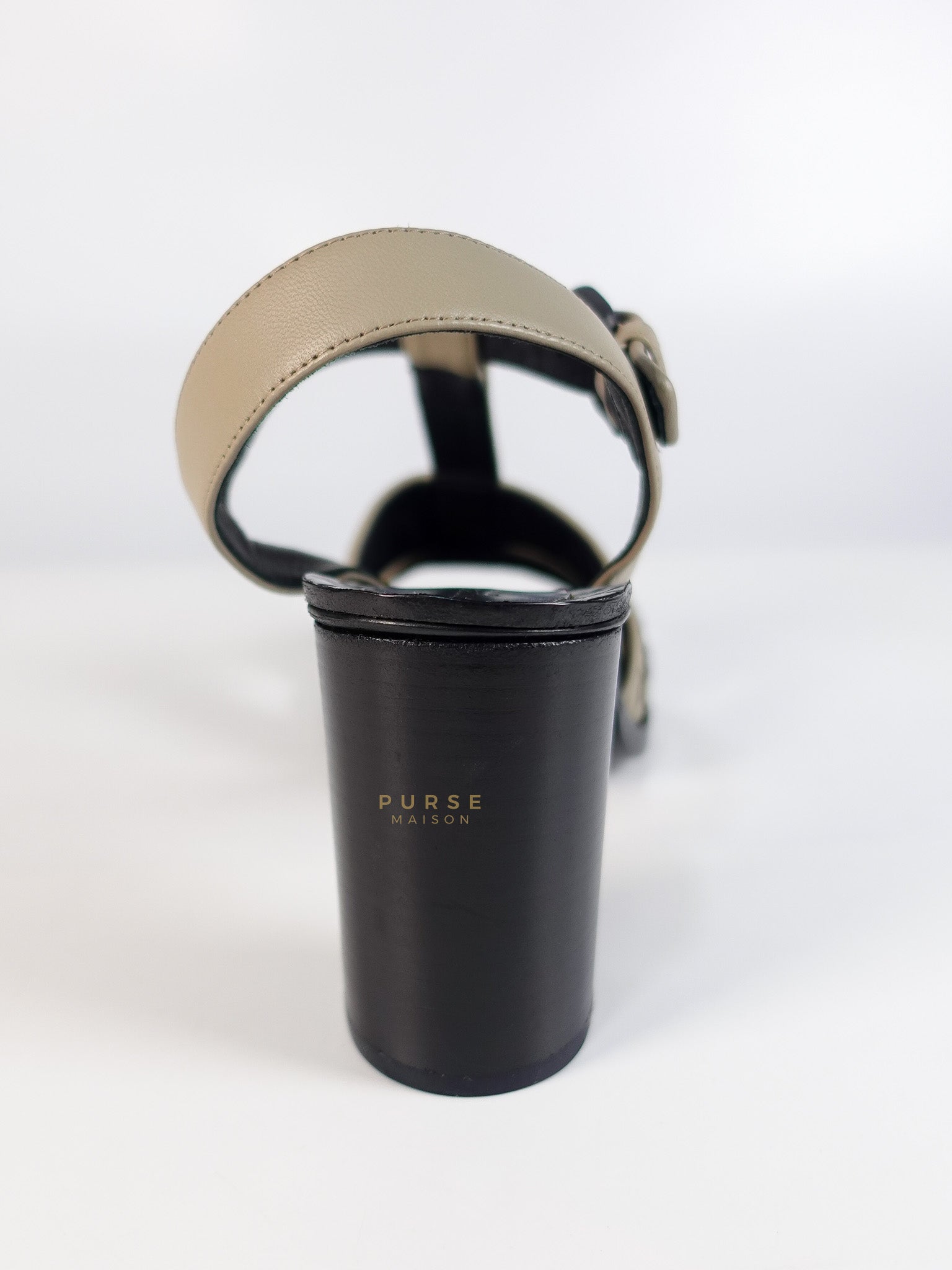 Embroidered Chunky Heels Sandals in Gray Size 39 EU (24.5cm) | Purse Maison Luxury Bags Shop