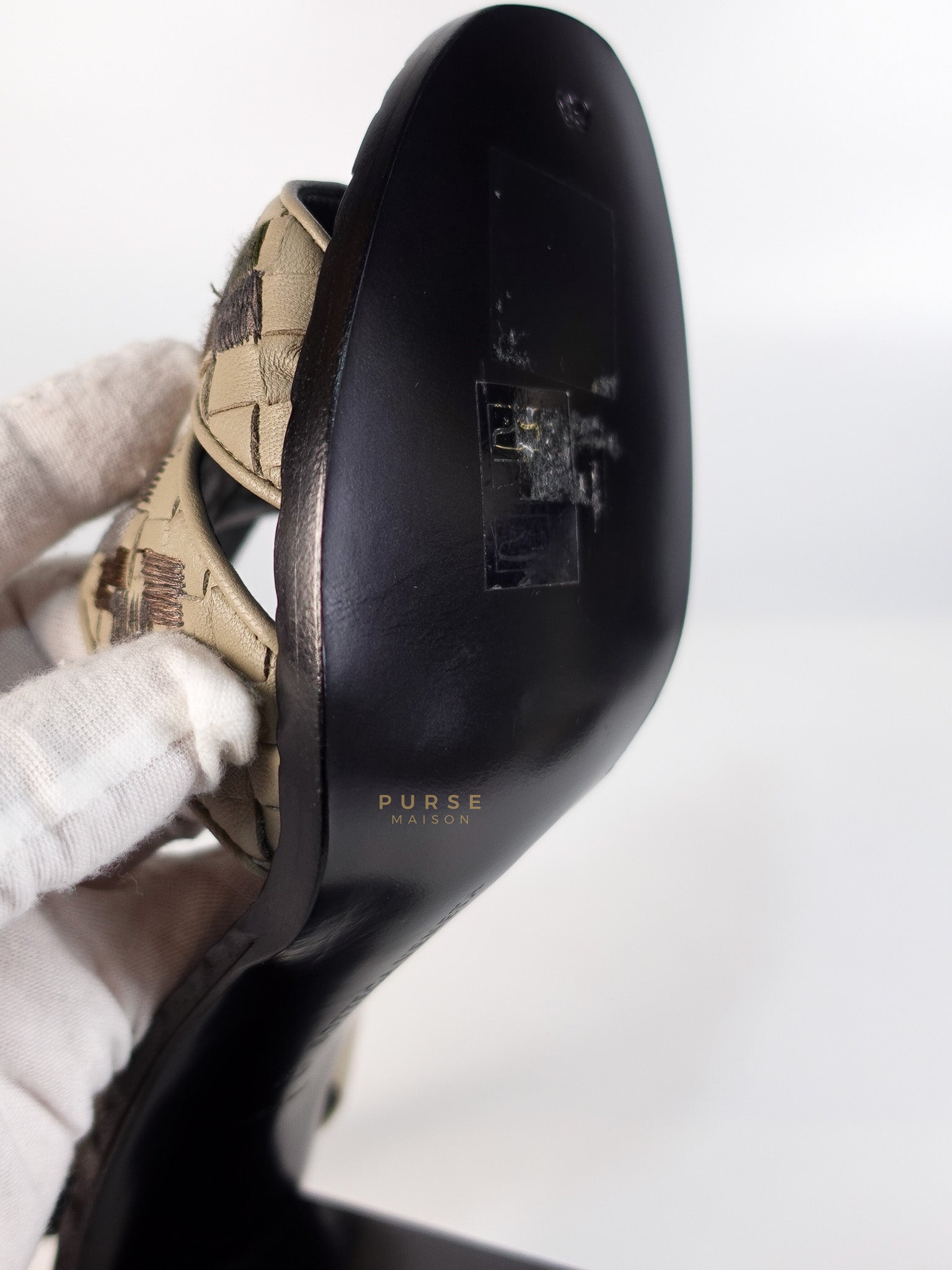 Embroidered Chunky Heels Sandals in Gray Size 39 EU (24.5cm) | Purse Maison Luxury Bags Shop