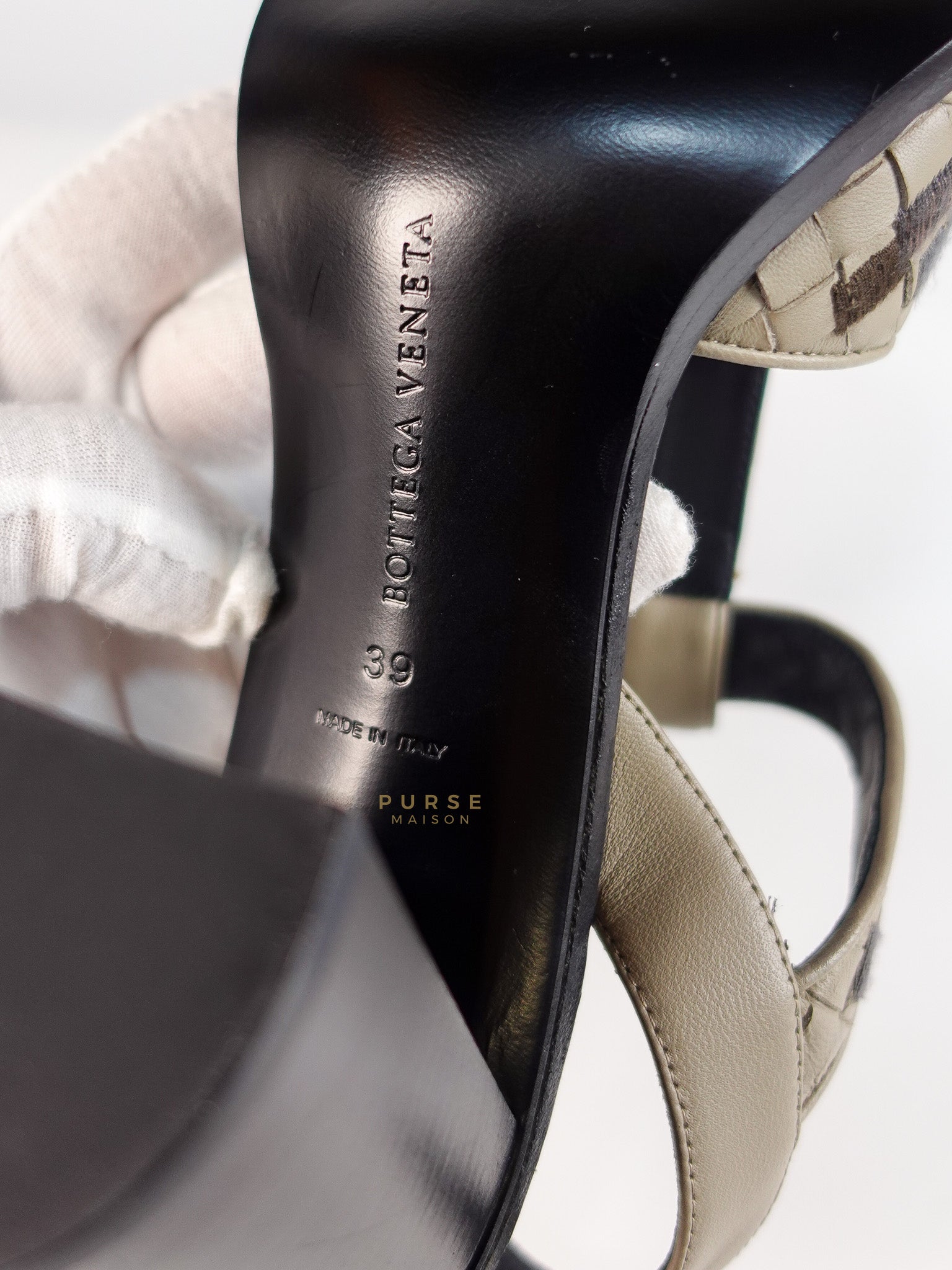 Embroidered Chunky Heels Sandals in Gray Size 39 EU (24.5cm) | Purse Maison Luxury Bags Shop