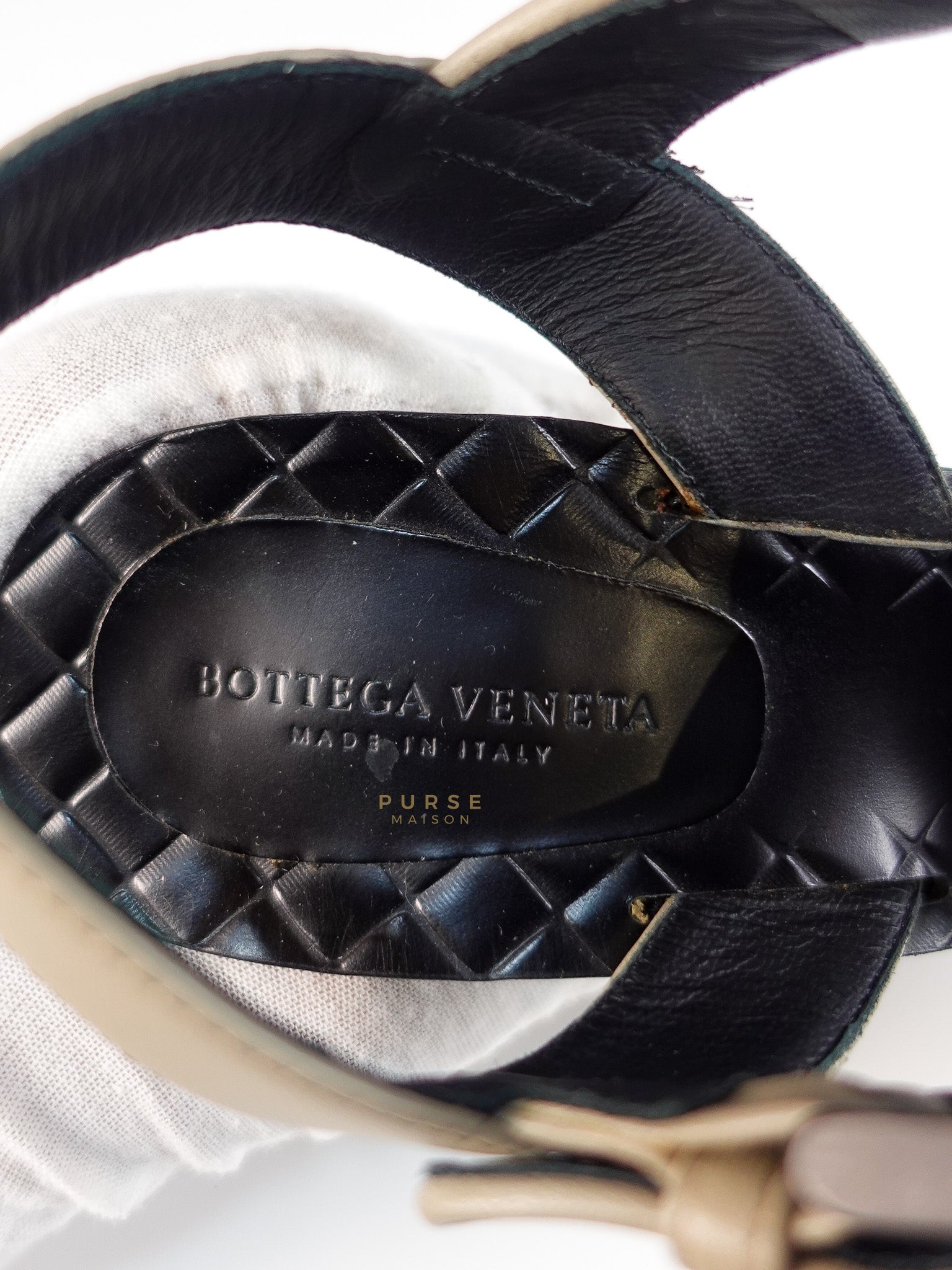 Embroidered Chunky Heels Sandals in Gray Size 39 EU (24.5cm) | Purse Maison Luxury Bags Shop