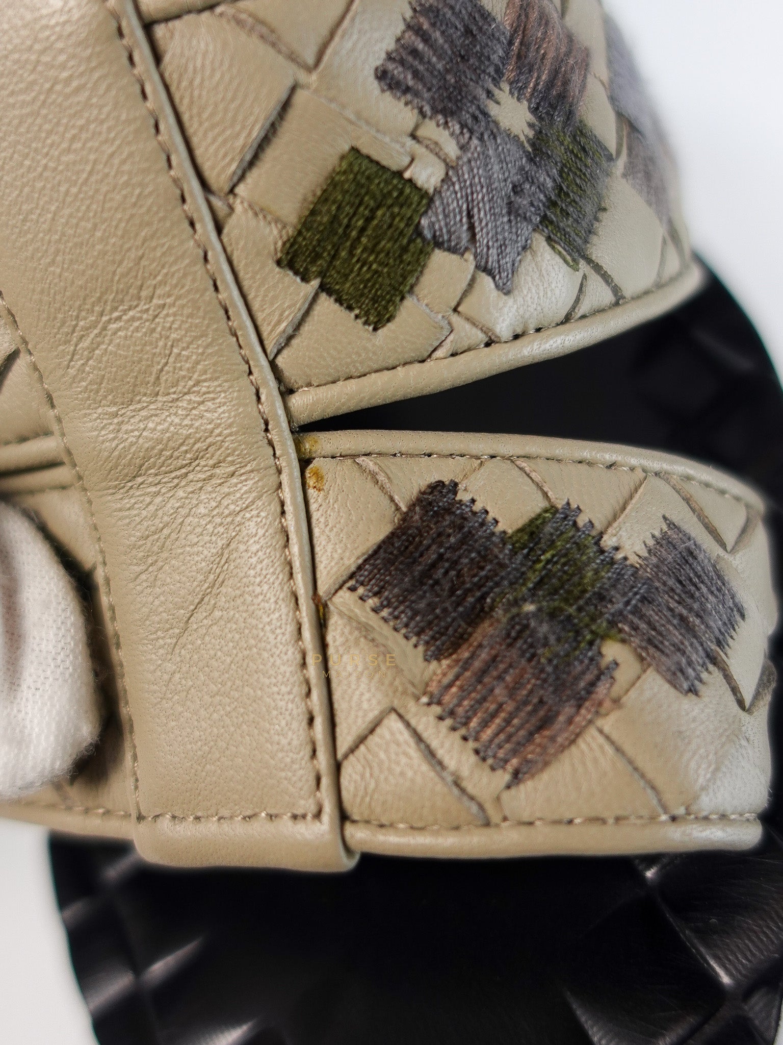 Embroidered Chunky Heels Sandals in Gray Size 39 EU (24.5cm) | Purse Maison Luxury Bags Shop