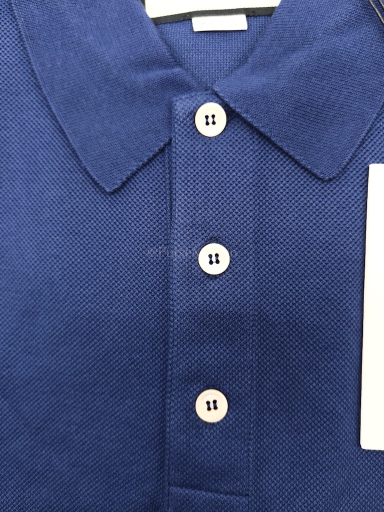 Embroidered Logo in Blue Pique Woven Polo Shirts Size Large | Purse Maison Luxury Bags Shop