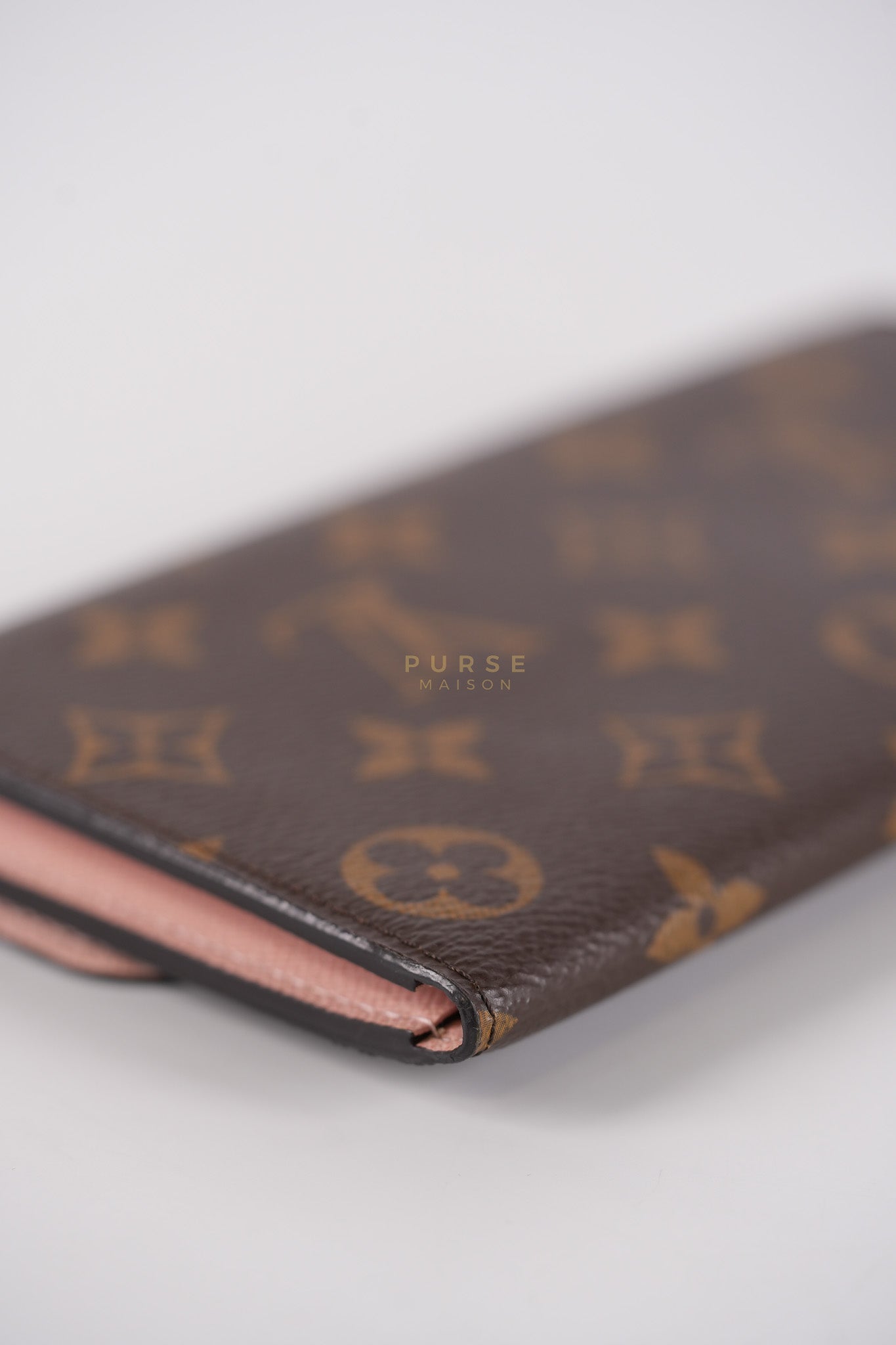 Emilie Monogram Canvas Long Wallet in Rose Ballerine Interior (SN5109) | Purse Maison Luxury Bags Shop