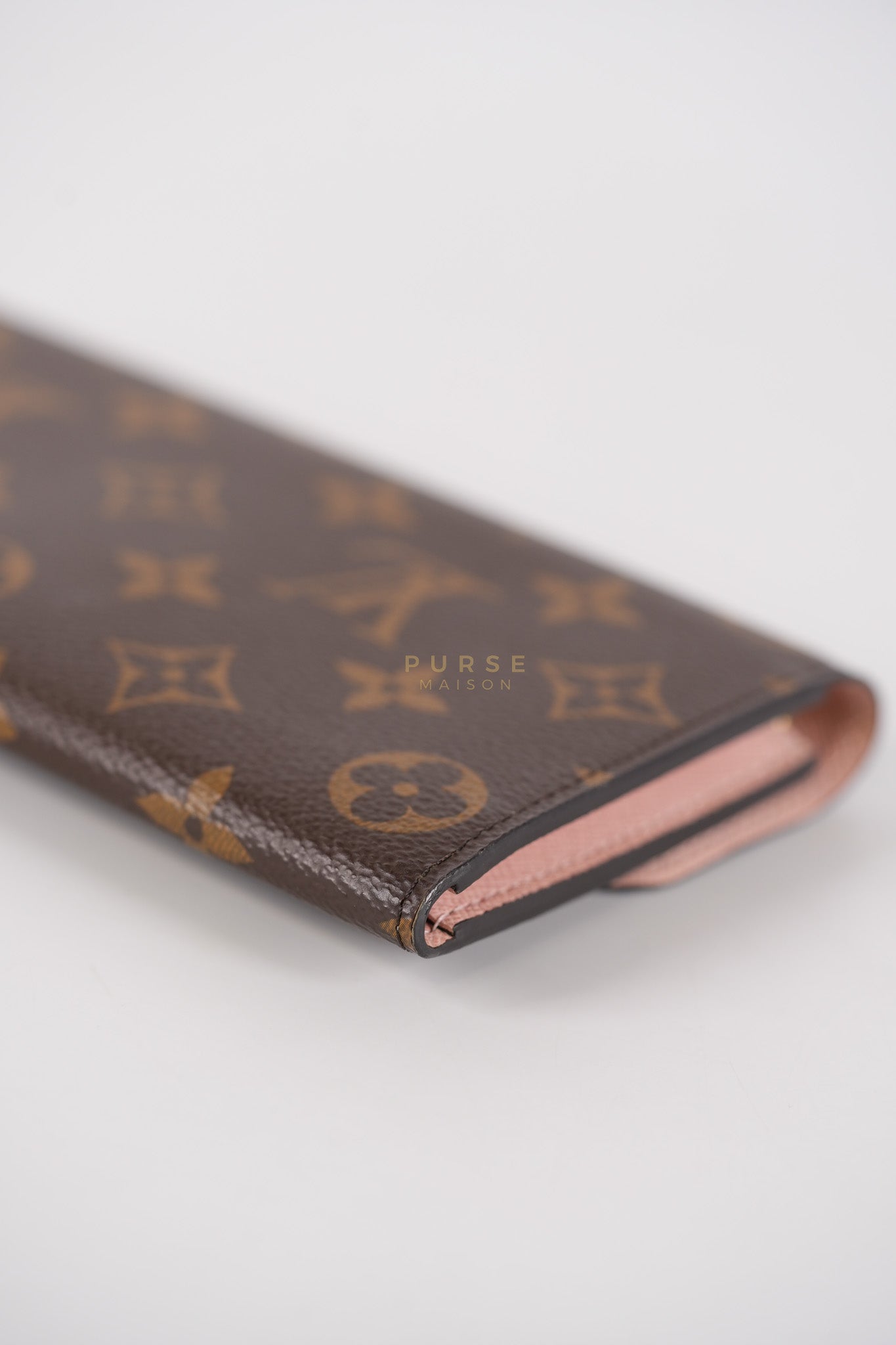Emilie Monogram Canvas Long Wallet in Rose Ballerine Interior (SN5109) | Purse Maison Luxury Bags Shop