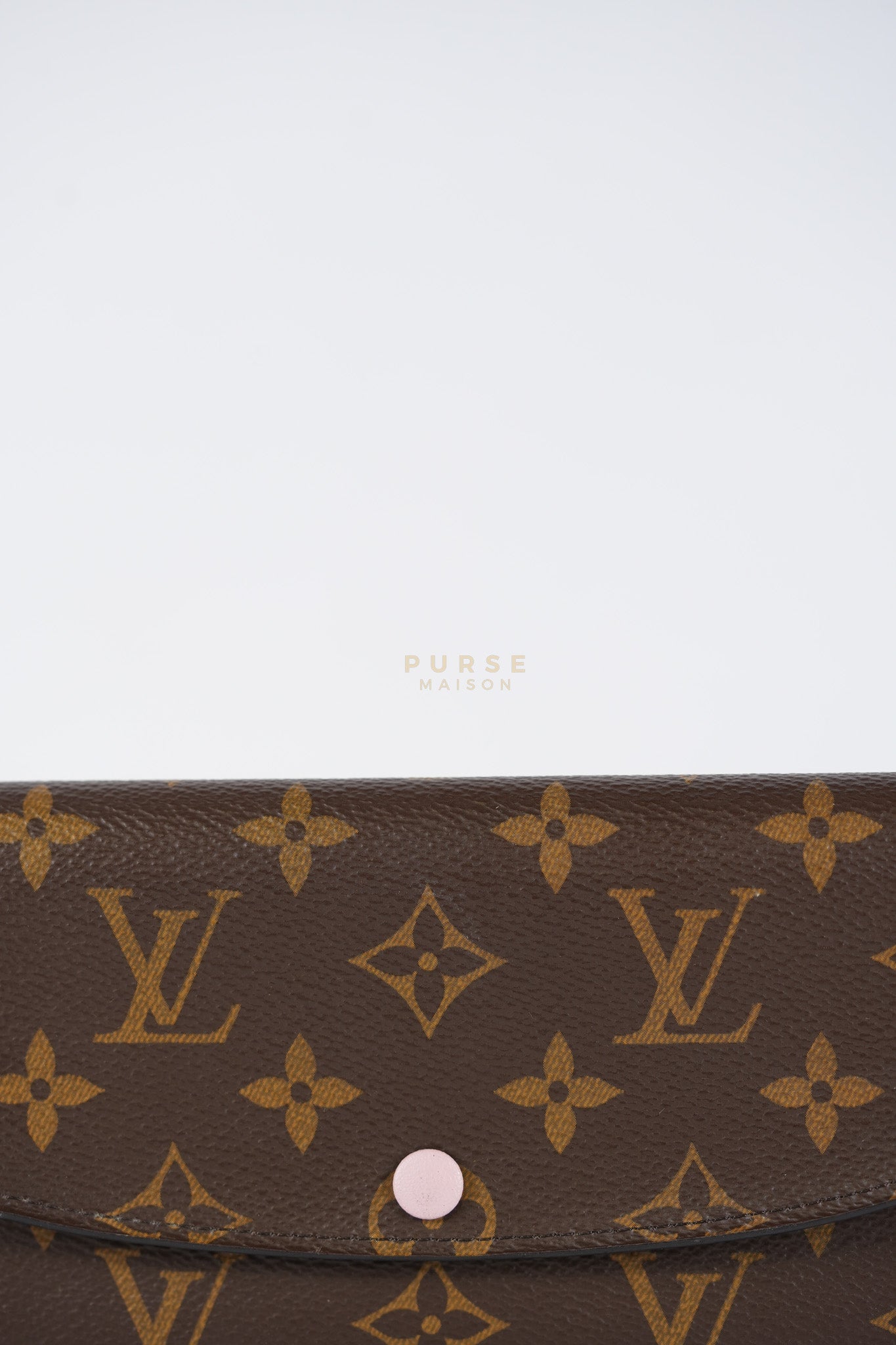 Emilie Monogram Canvas Long Wallet in Rose Ballerine Interior (SN5109) | Purse Maison Luxury Bags Shop