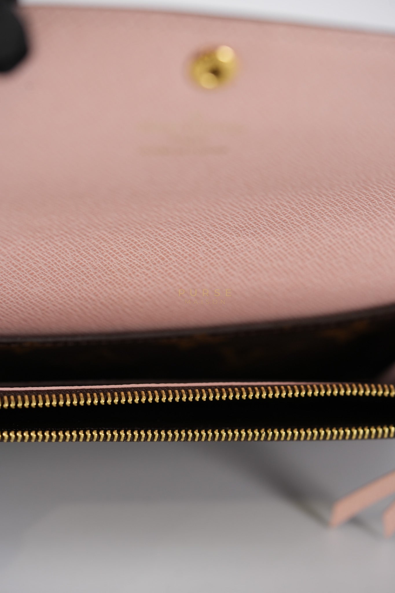 Emilie Monogram Canvas Long Wallet in Rose Ballerine Interior (SN5109) | Purse Maison Luxury Bags Shop