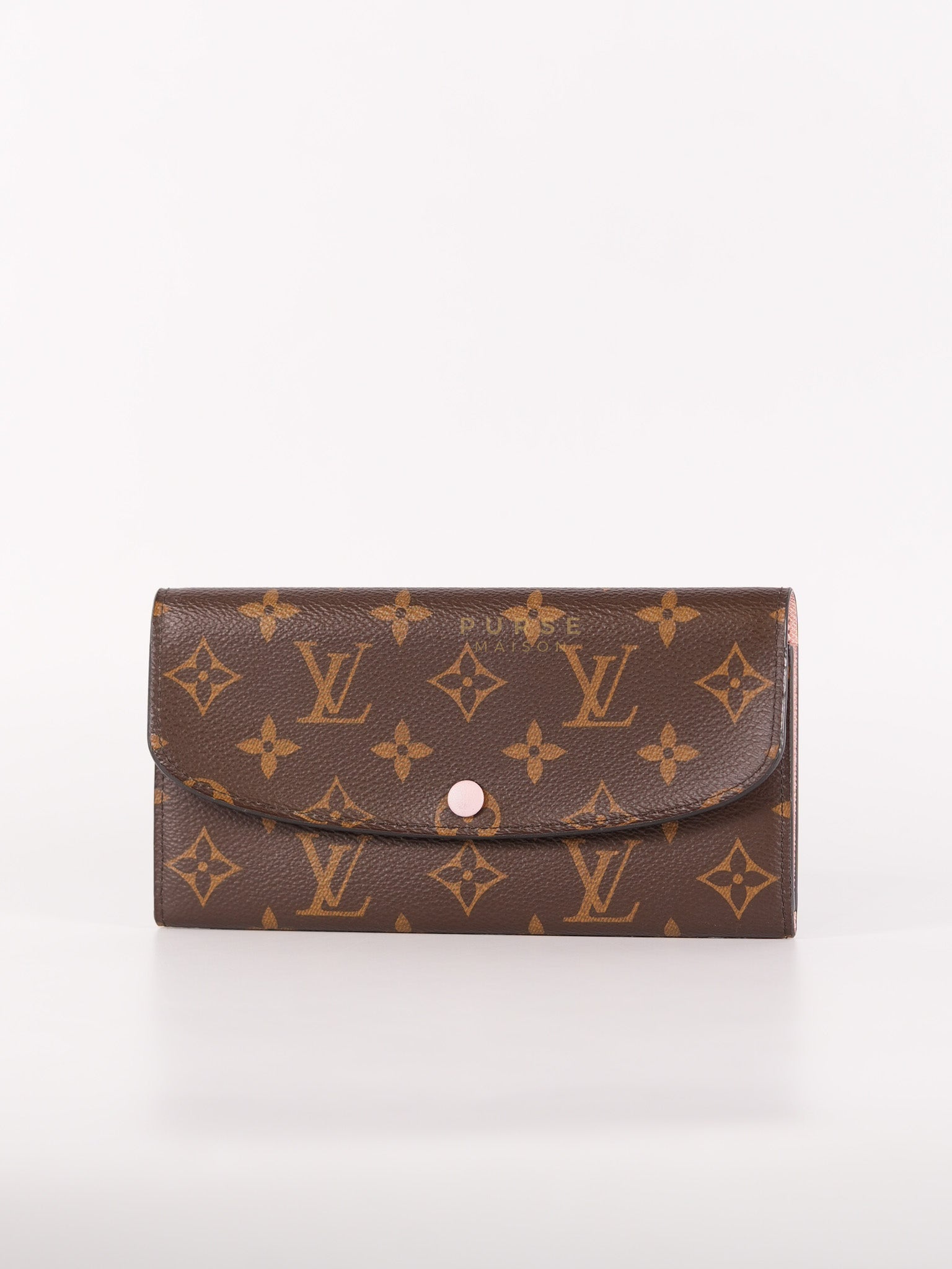 Emilie Monogram Canvas Long Wallet in Rose Ballerine Interior (SN5109) | Purse Maison Luxury Bags Shop