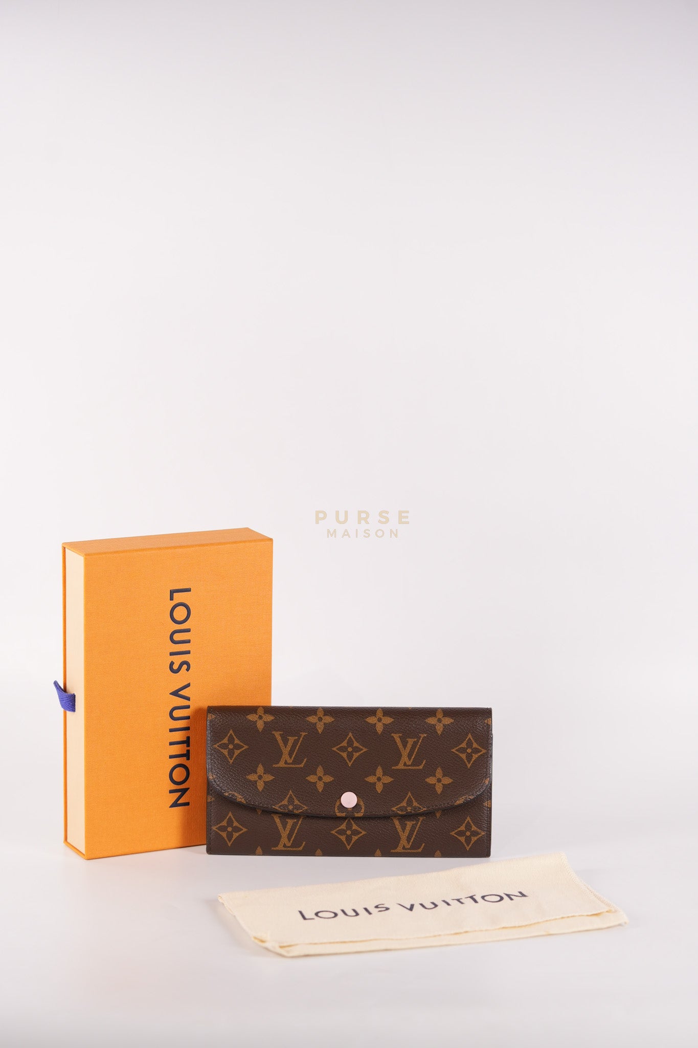 Emilie Monogram Canvas Long Wallet in Rose Ballerine Interior (SN5109) | Purse Maison Luxury Bags Shop