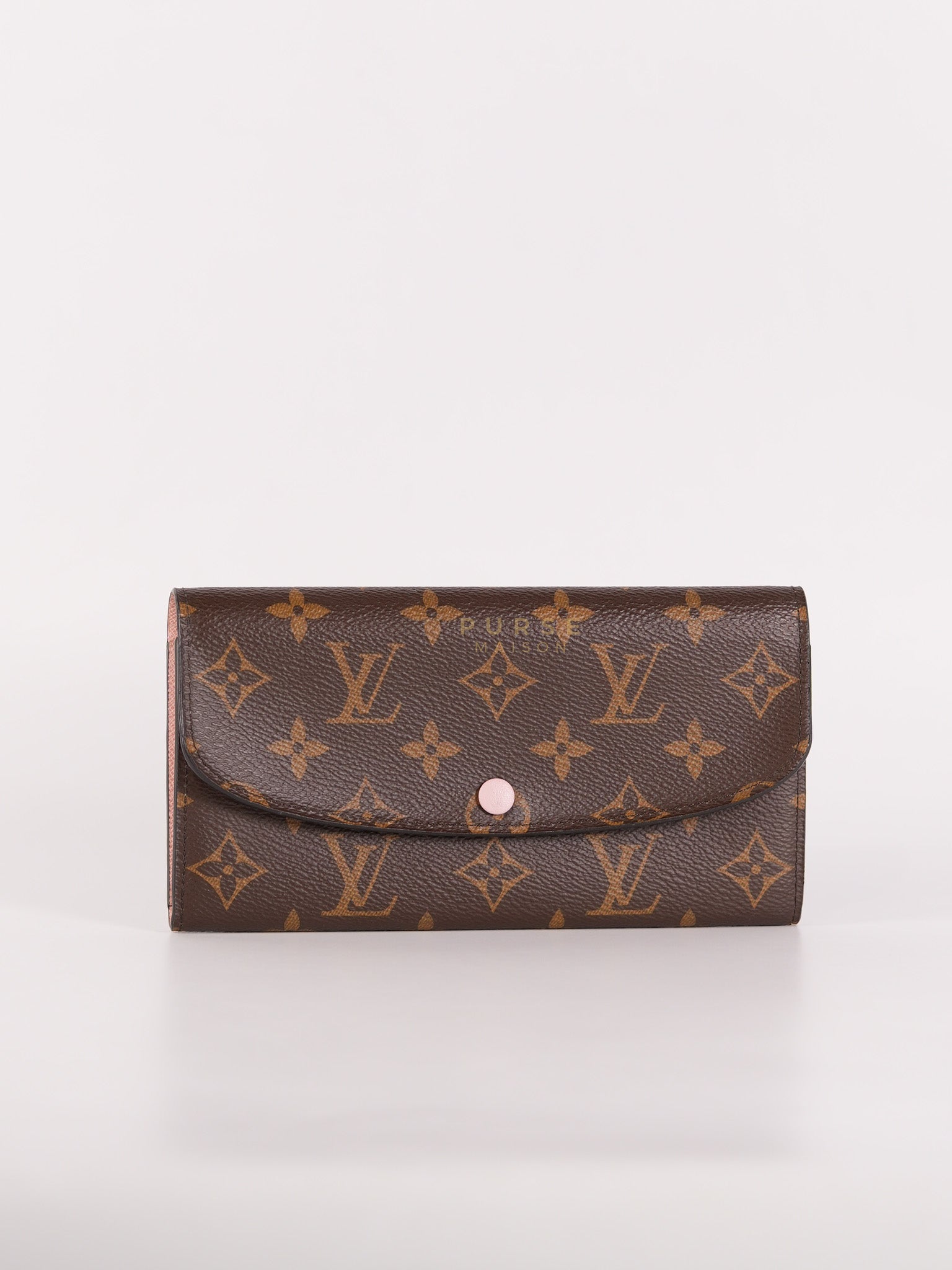 Emilie Monogram Canvas Long Wallet in Rose Ballerine Interior (SN5109) | Purse Maison Luxury Bags Shop