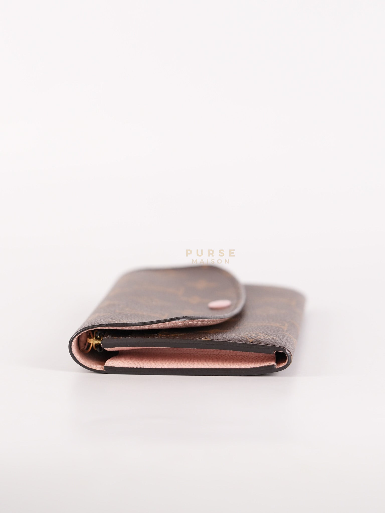 Emilie Monogram Canvas Long Wallet in Rose Ballerine Interior (SN5109) | Purse Maison Luxury Bags Shop