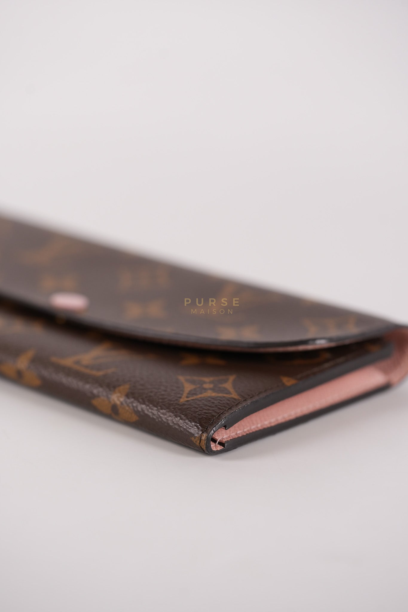 Emilie Monogram Canvas Long Wallet in Rose Ballerine Interior (SN5109) | Purse Maison Luxury Bags Shop
