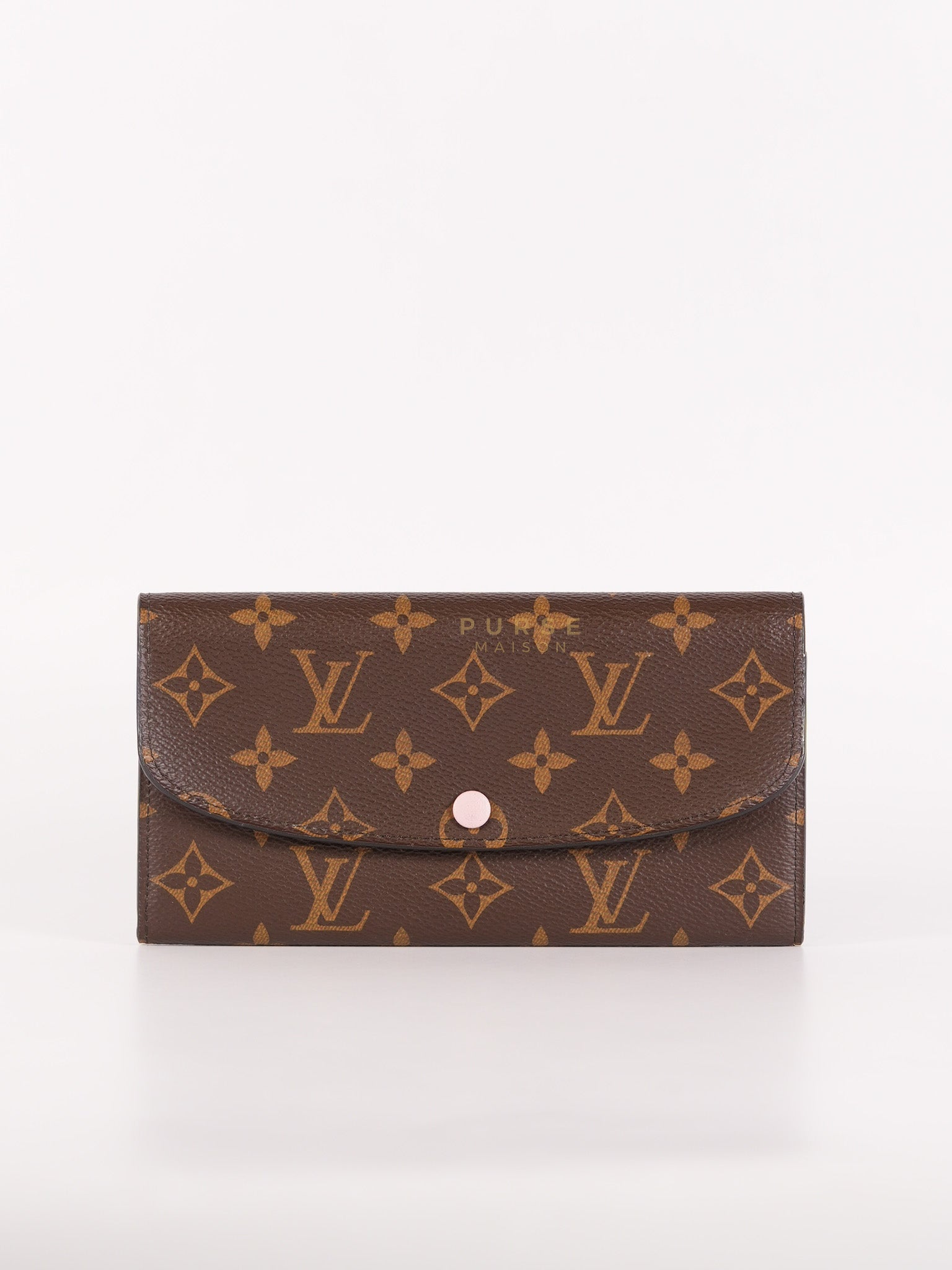Emilie Monogram Canvas Long Wallet in Rose Ballerine Interior (SN5109) | Purse Maison Luxury Bags Shop